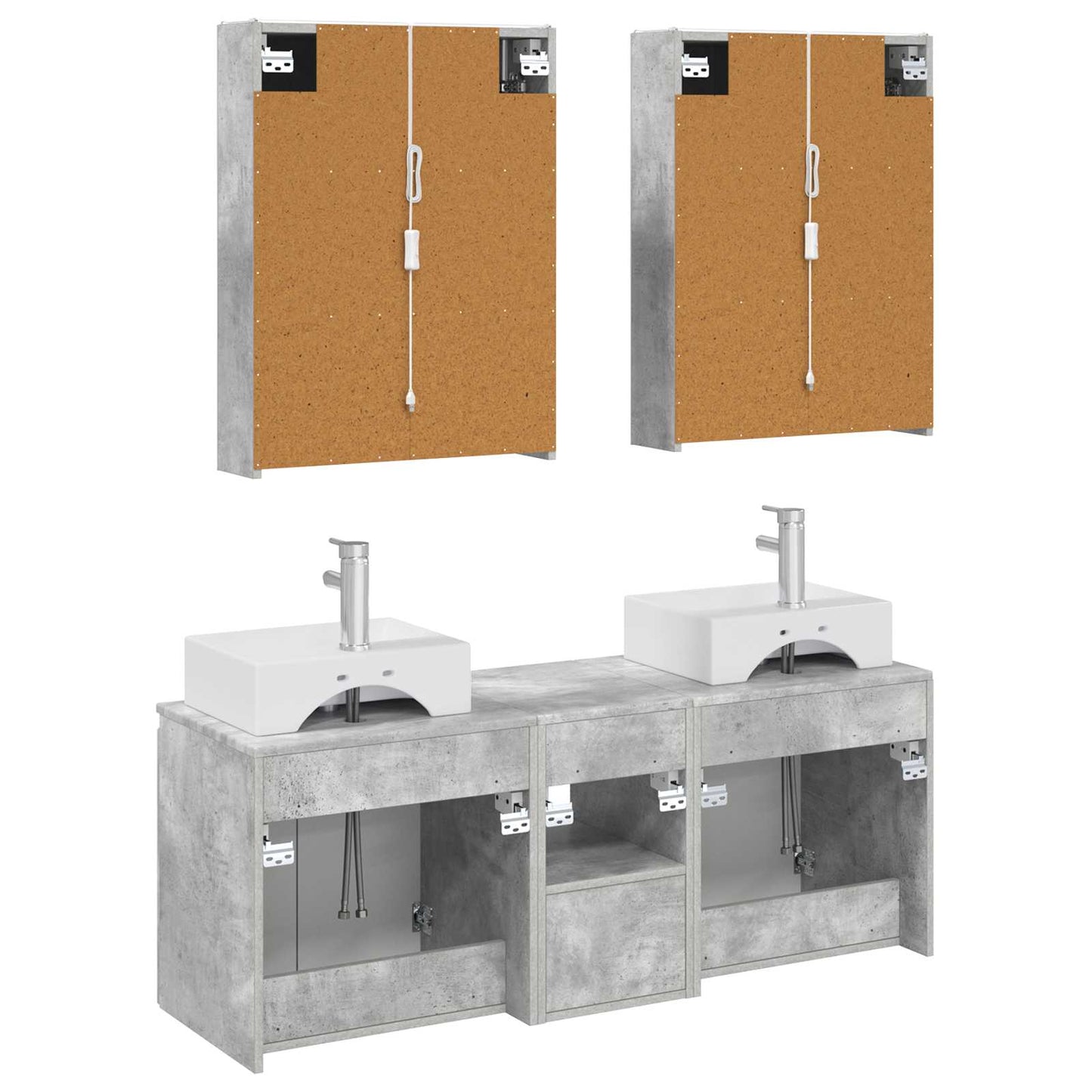 Bathroom Cabinet Set 5 pcs Concrete Grey Engineered Wood