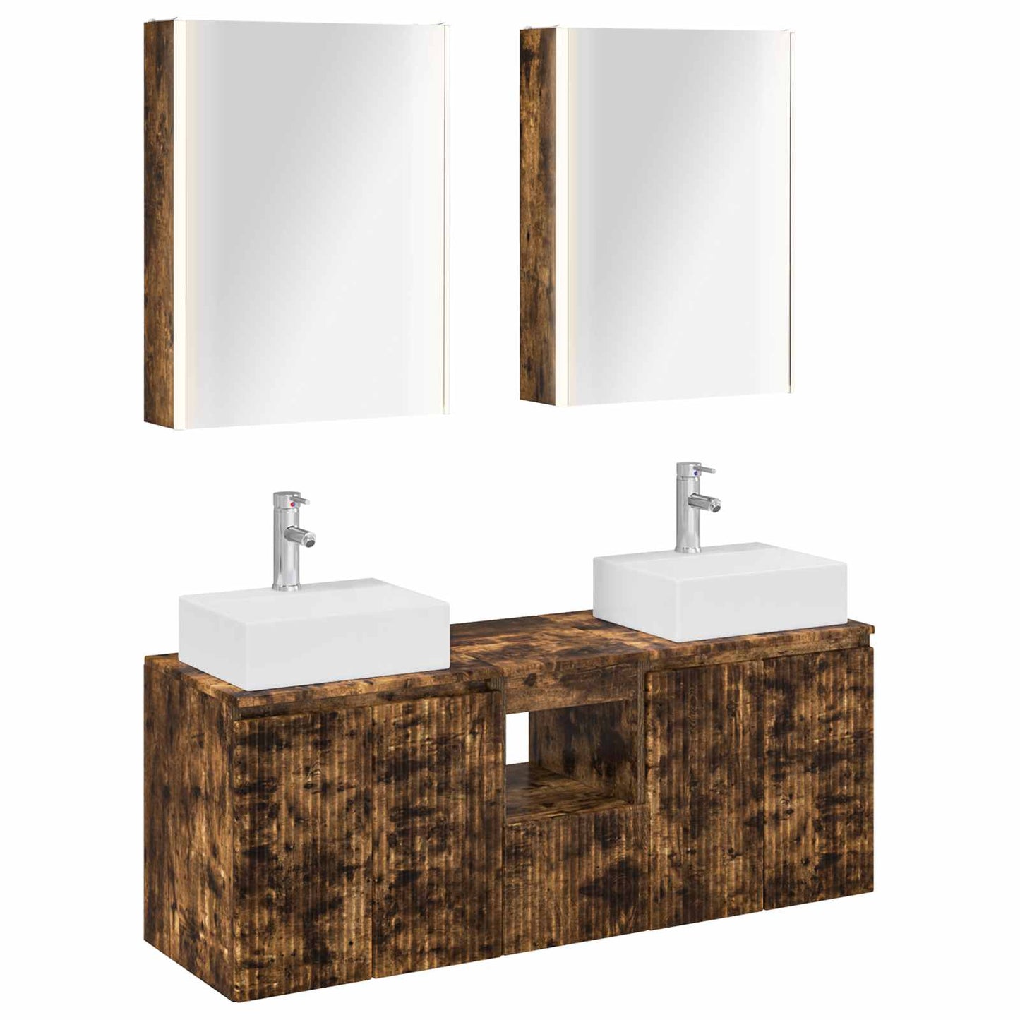 Bathroom Cabinet Set 5 pcs Smoked Oak Engineered Wood