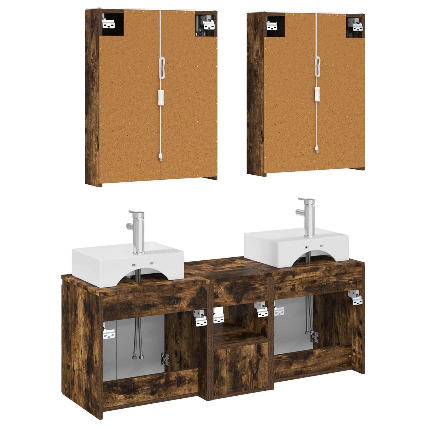 Bathroom Cabinet Set 5 pcs Smoked Oak Engineered Wood