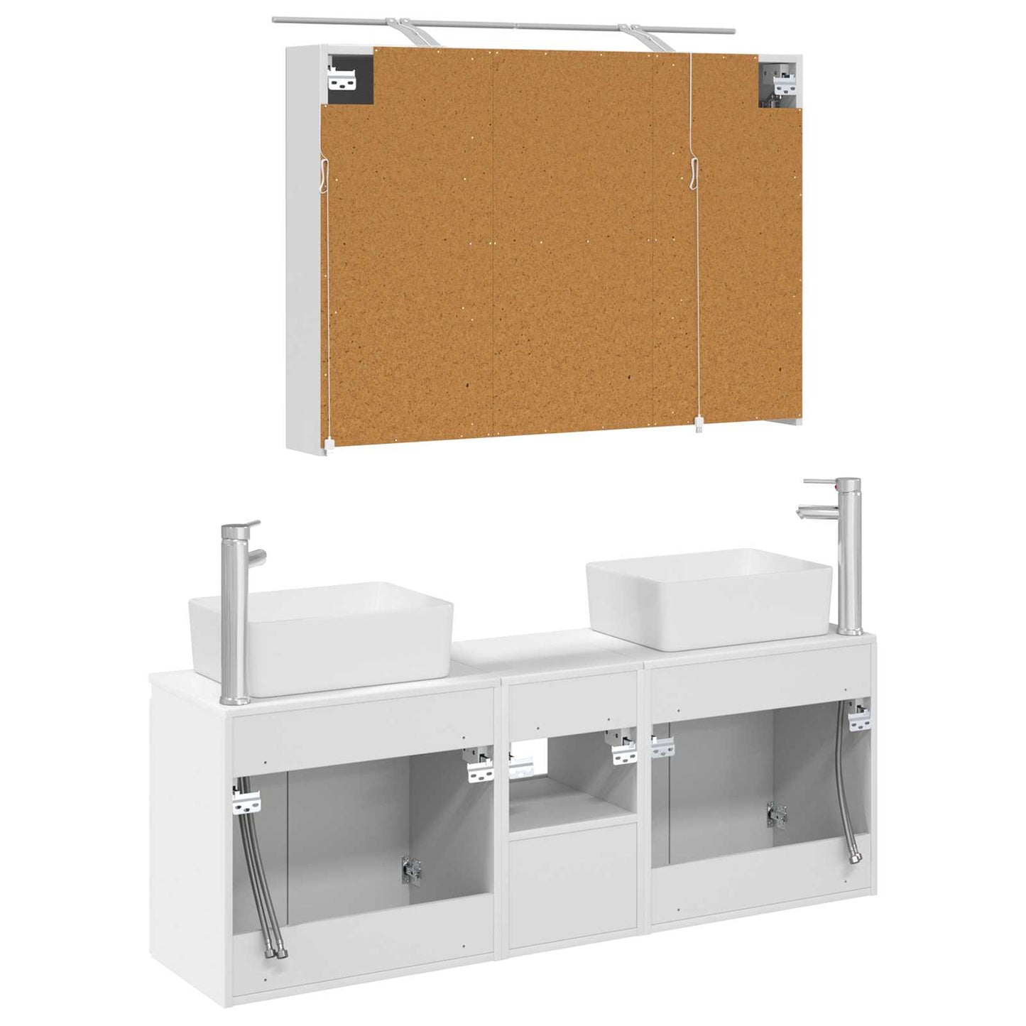 Bathroom Cabinet Set 4 pcs White Engineered Wood