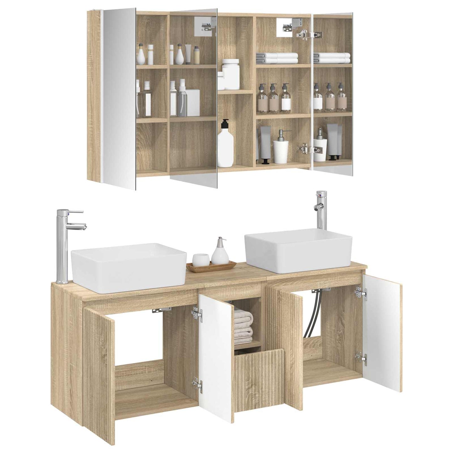 Bathroom Cabinet Set 4 pcs Sonoma Oak Engineered Wood