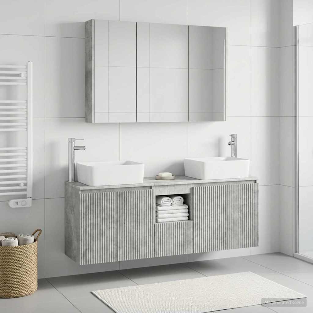 Bathroom Cabinet Set 4 pcs Concrete Grey Engineered Wood
