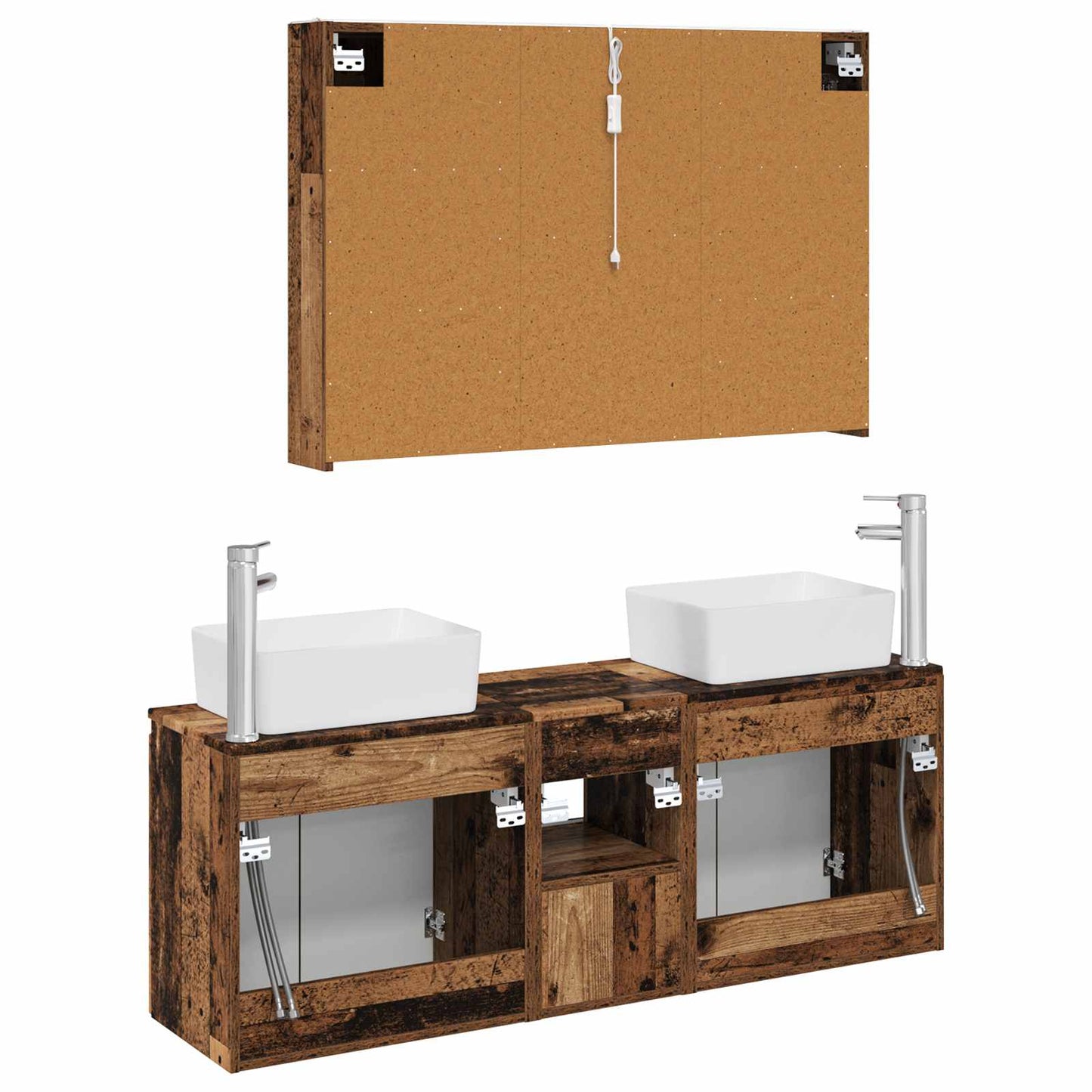 Bathroom Cabinet Set 4 pcs Old Wood Engineered Wood
