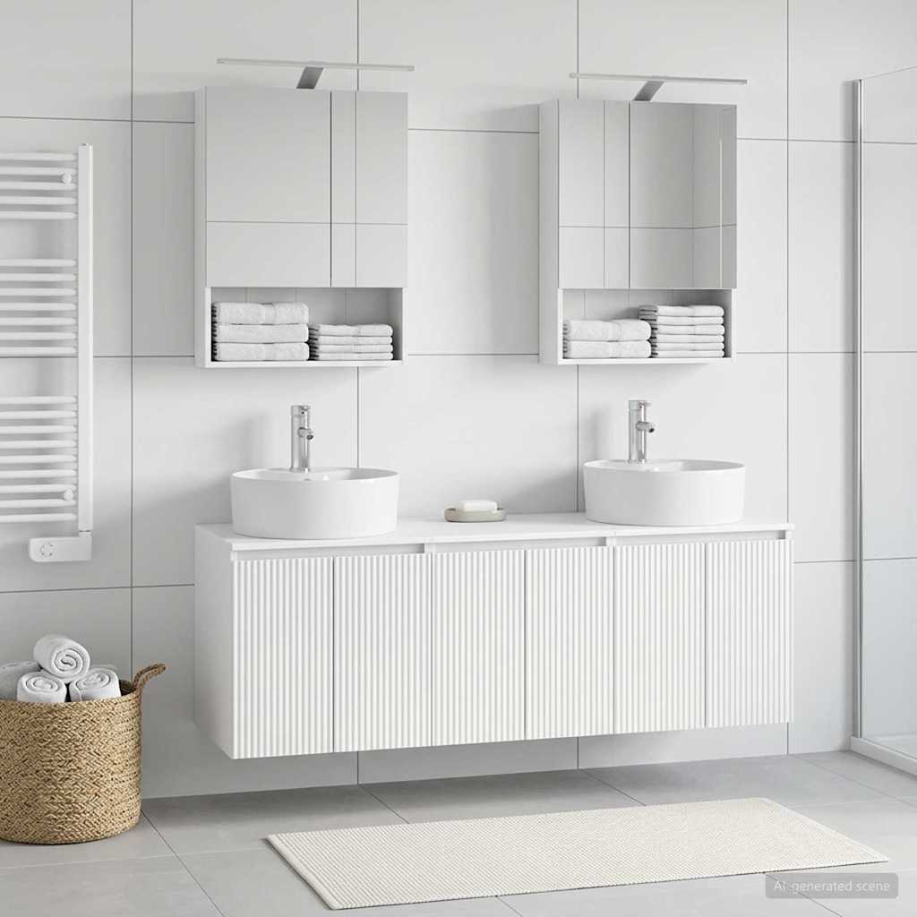 Bathroom Cabinet Set 5 pcs White Engineered Wood