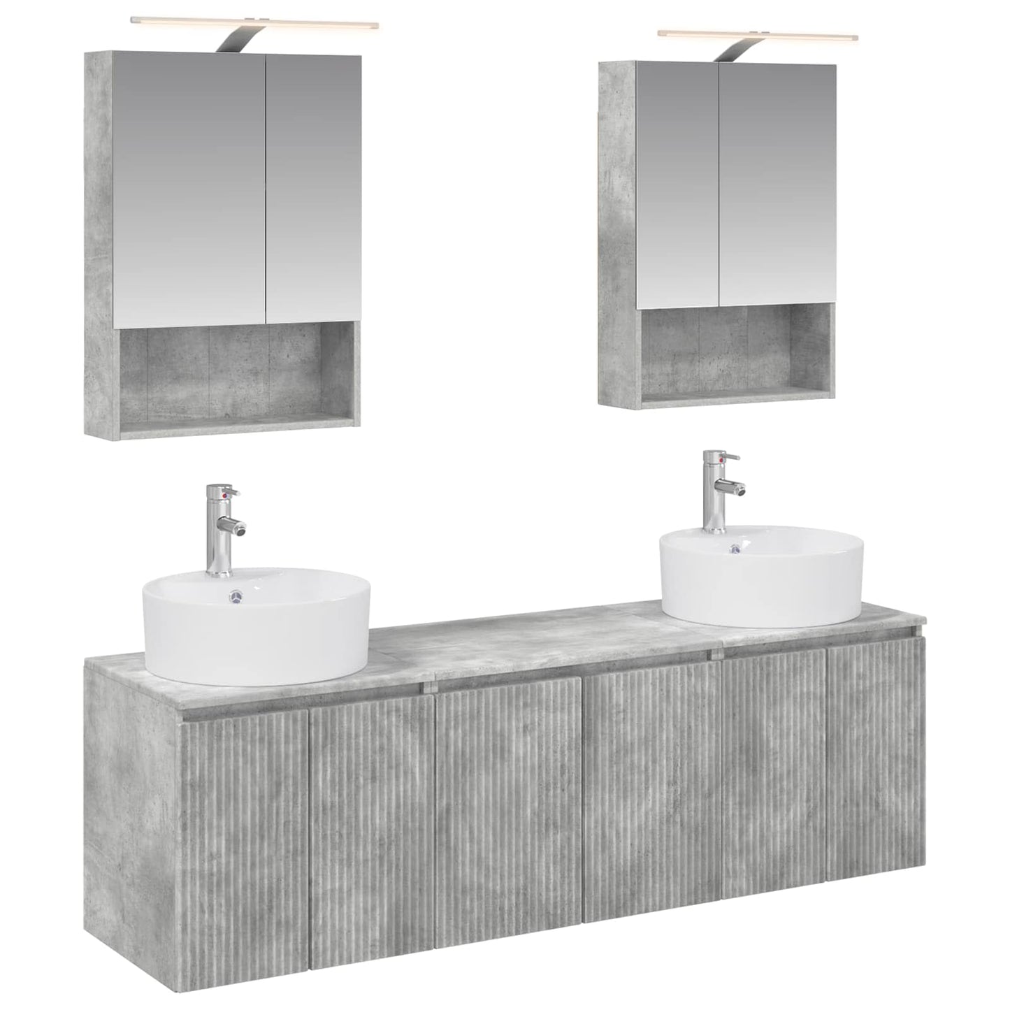 Bathroom Cabinet Set 5 pcs Concrete Grey Engineered Wood