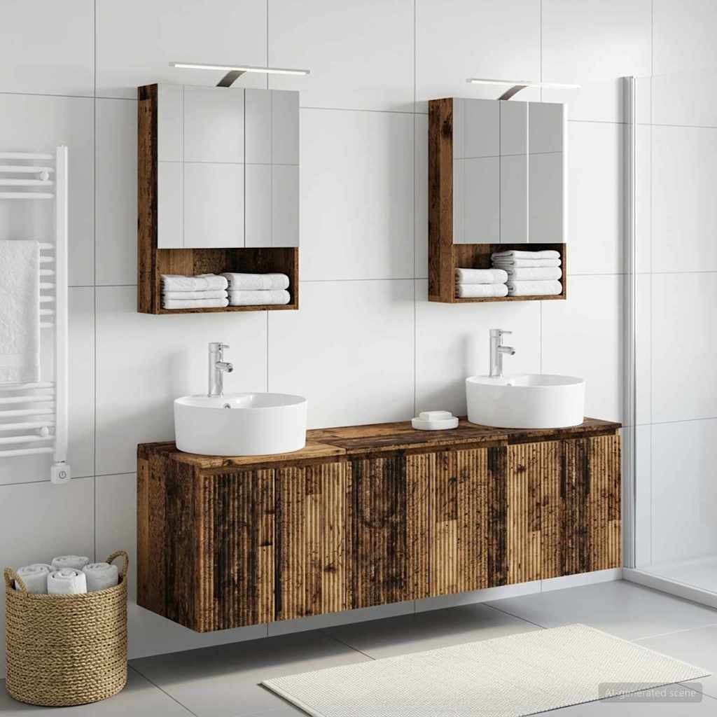 Bathroom Cabinet Set 5 pcs Old Wood Engineered Wood