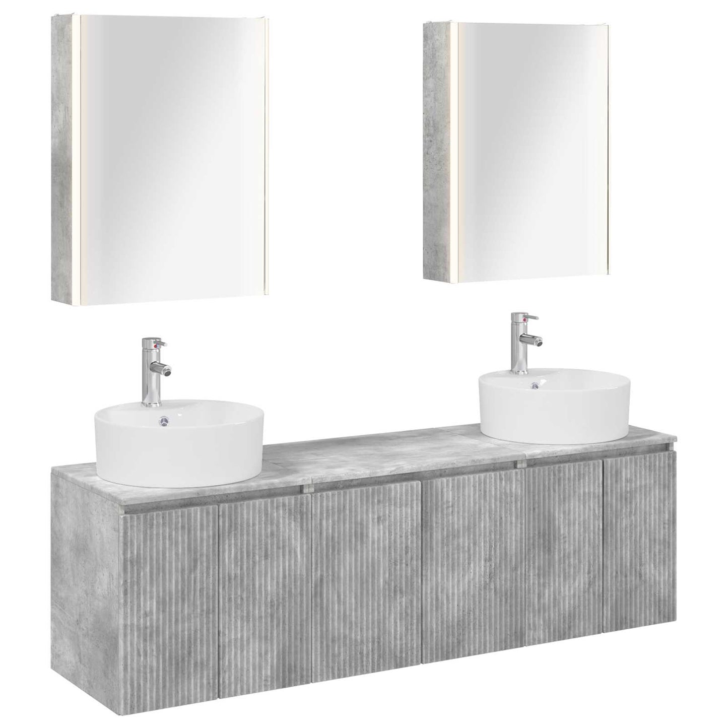 Bathroom Cabinet Set 5 pcs Concrete Grey Engineered Wood