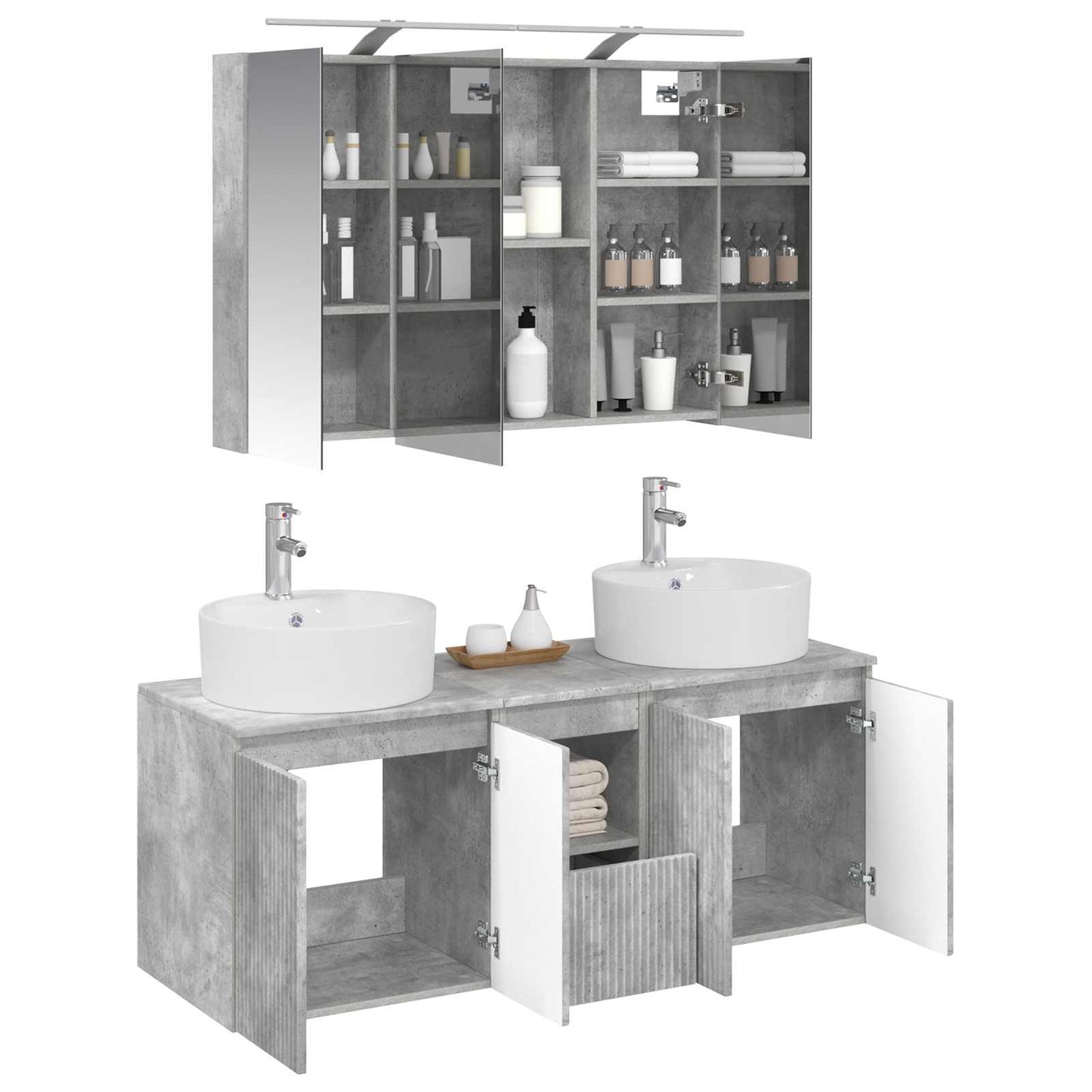 Bathroom Cabinet Set 4 pcs Concrete Grey Engineered Wood