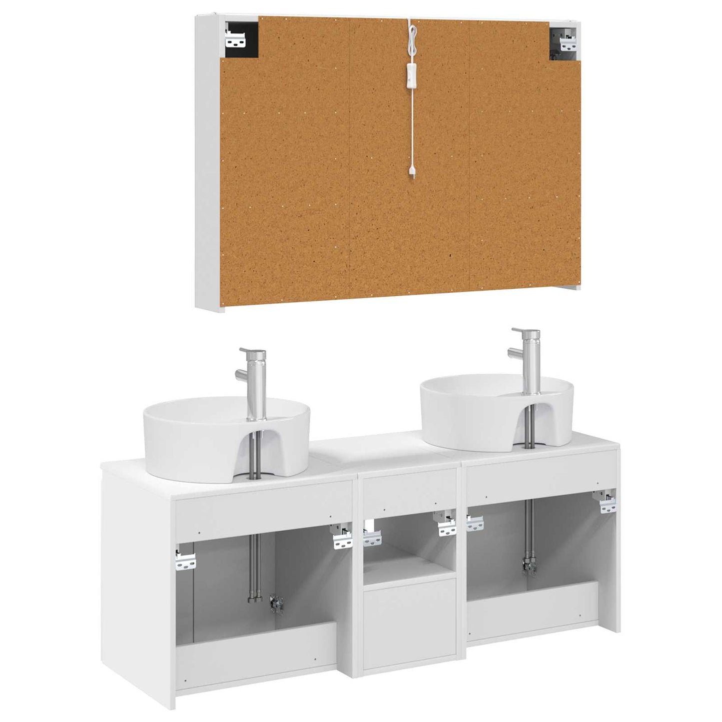 Bathroom Cabinet Set 4 pcs White Engineered Wood