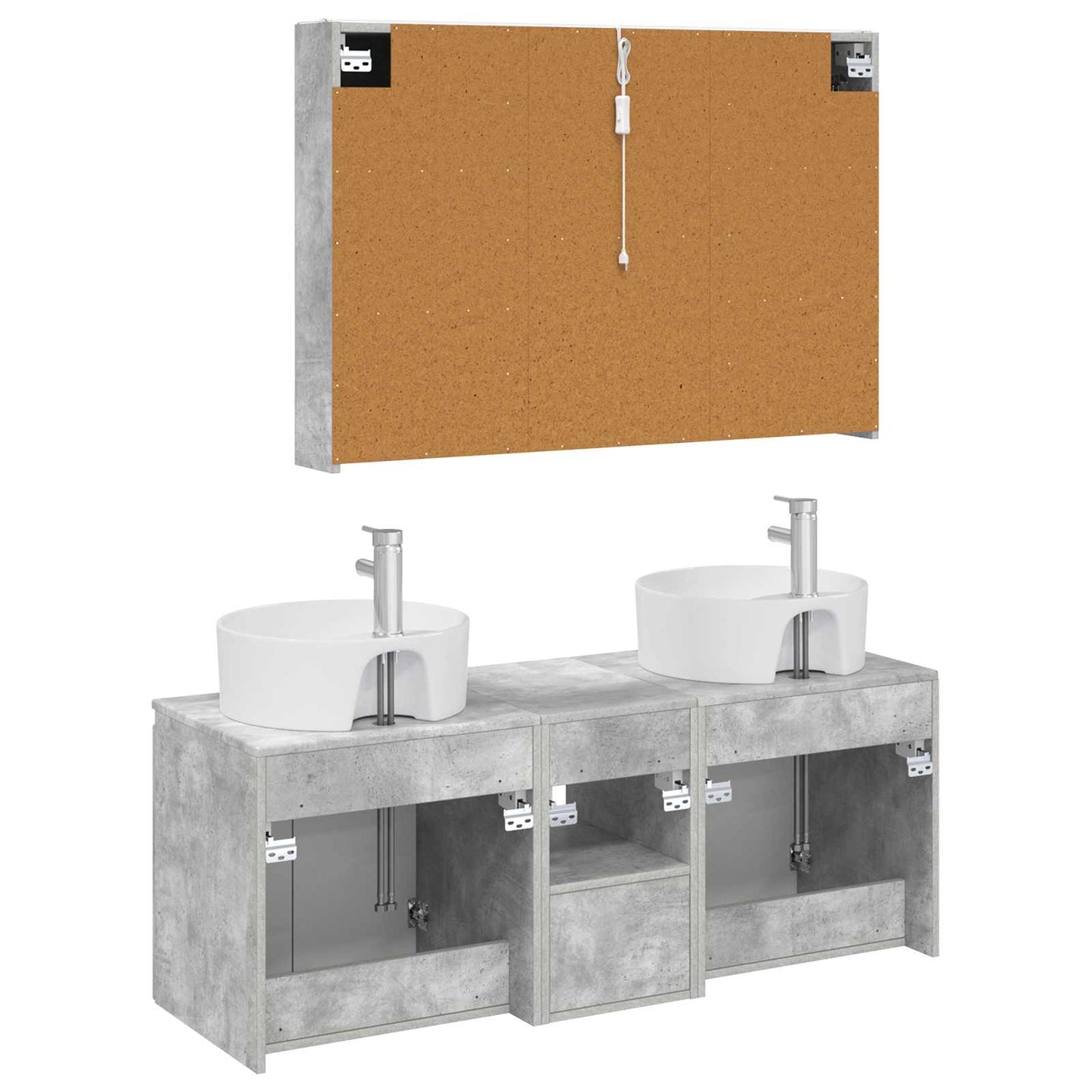 Bathroom Cabinet Set 4 pcs Concrete Grey Engineered Wood