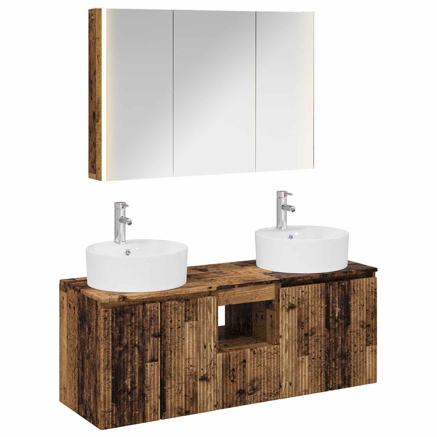 Bathroom Cabinet Set 4 pcs Old Wood Engineered Wood