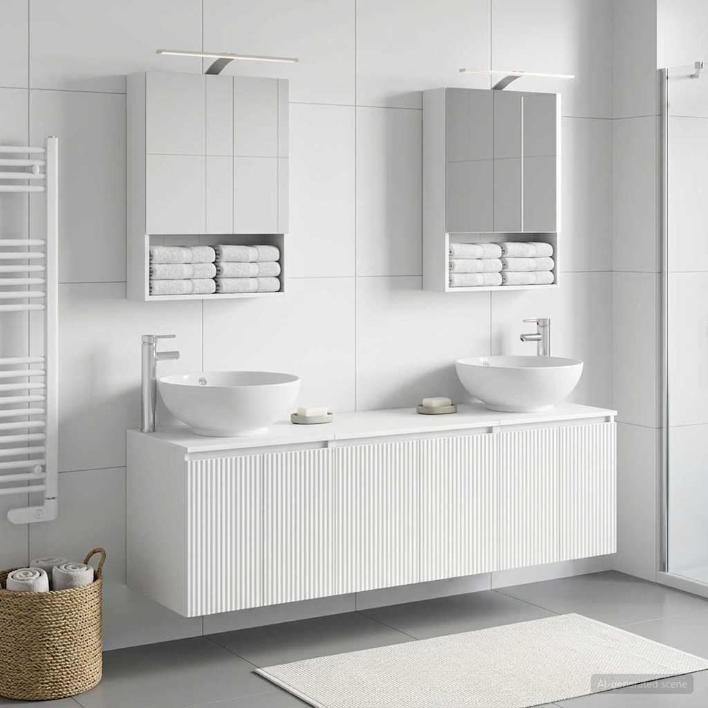 Bathroom Cabinet Set 5 pcs White Engineered Wood