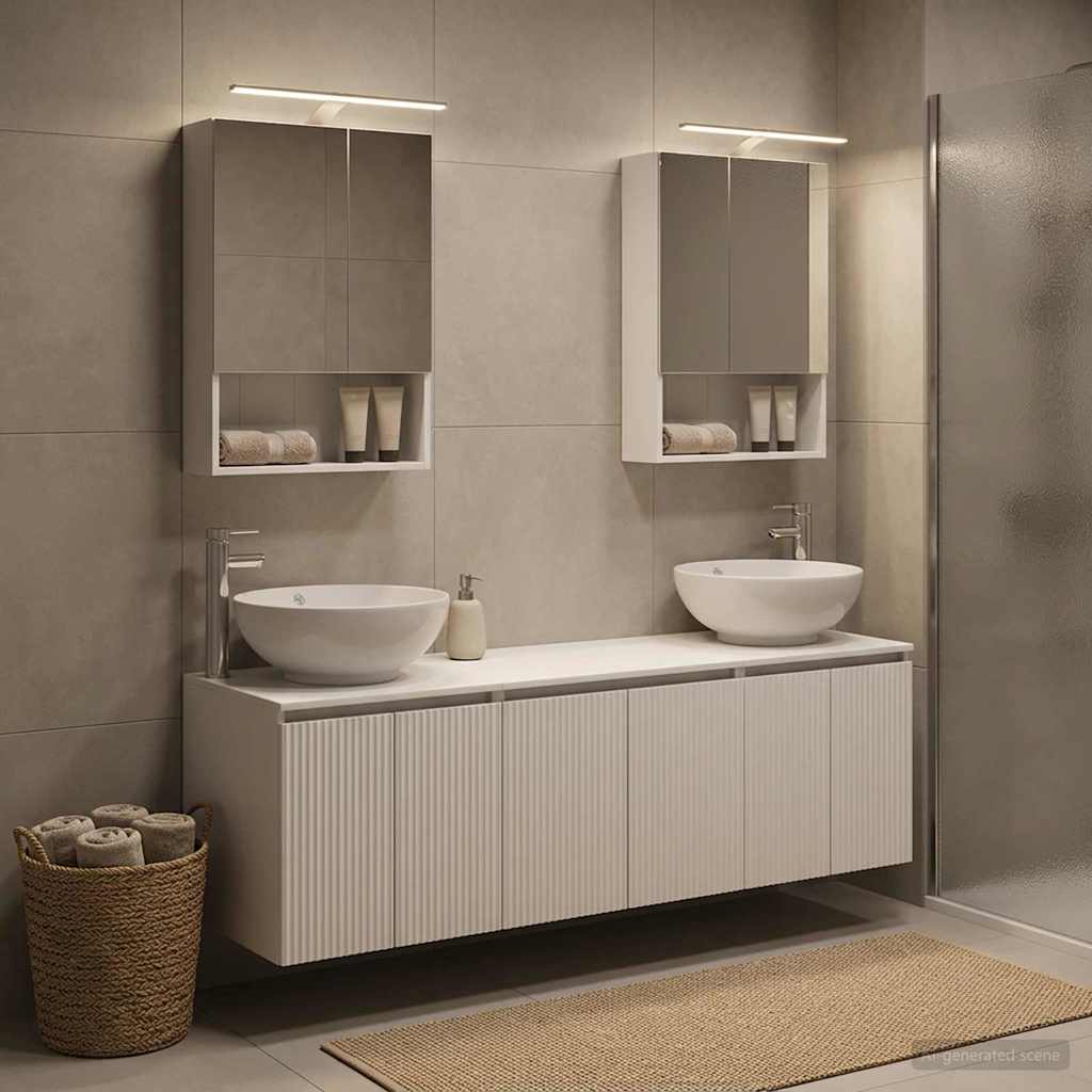 Bathroom Cabinet Set 5 pcs White Engineered Wood