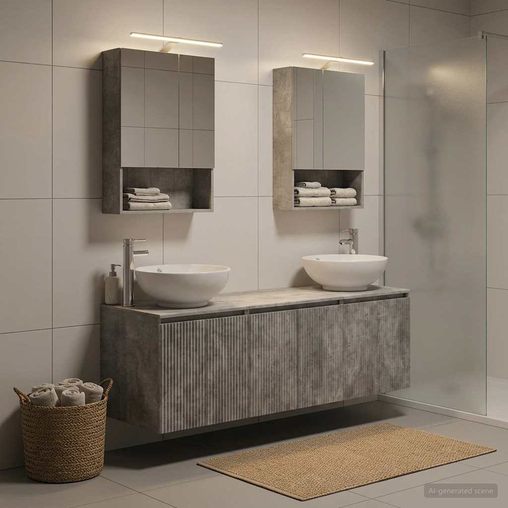 Bathroom Cabinet Set 5 pcs Concrete Grey Engineered Wood