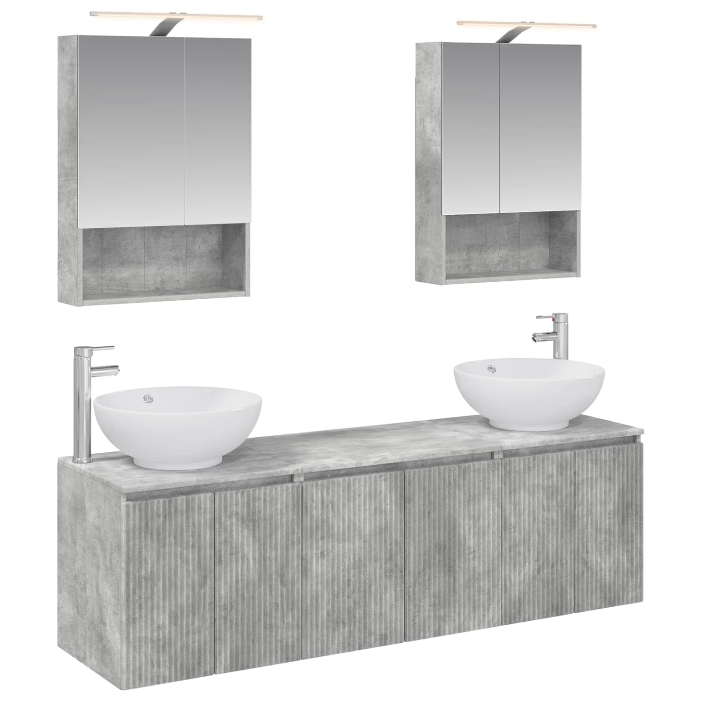 Bathroom Cabinet Set 5 pcs Concrete Grey Engineered Wood