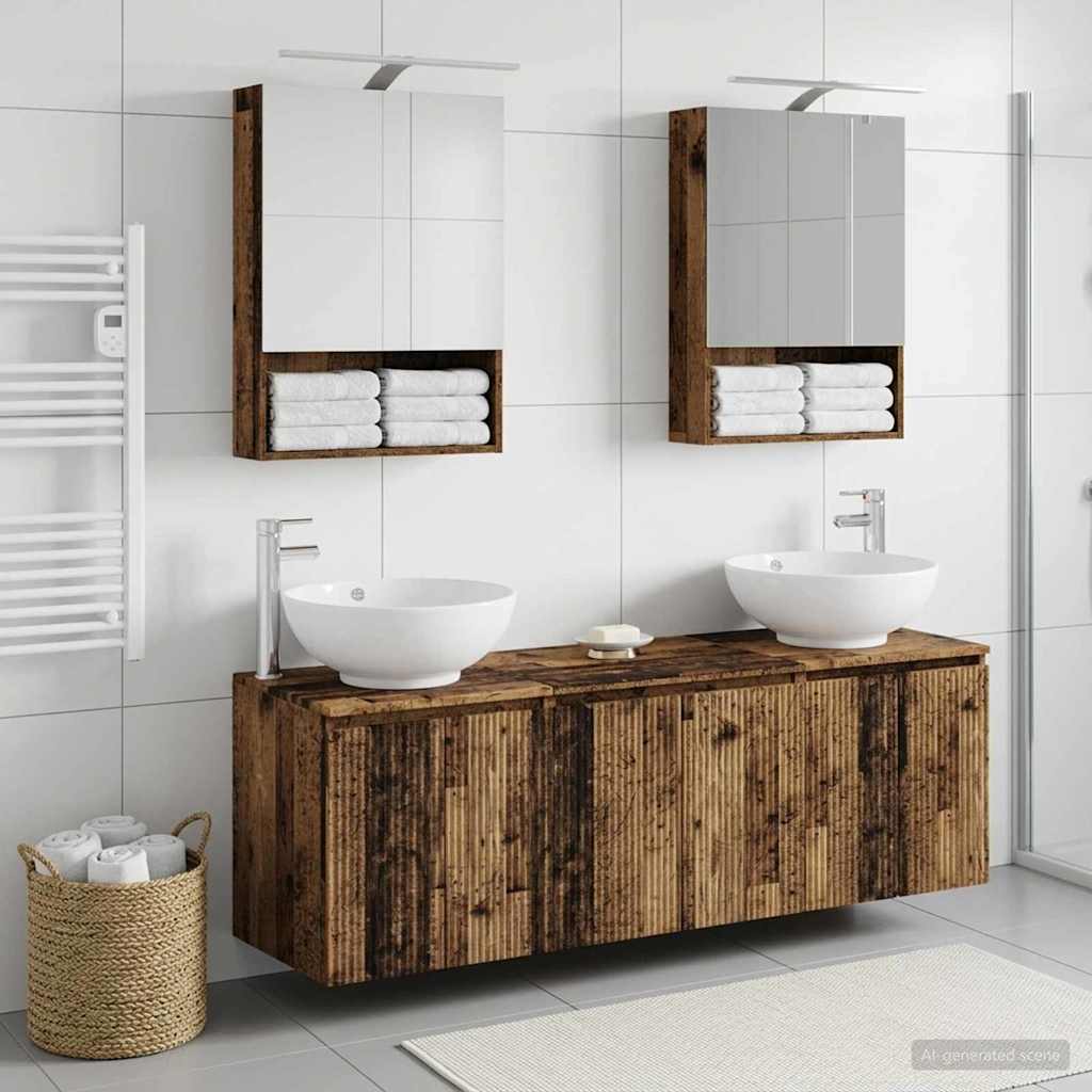 Bathroom Cabinet Set 5 pcs Old Wood Engineered Wood