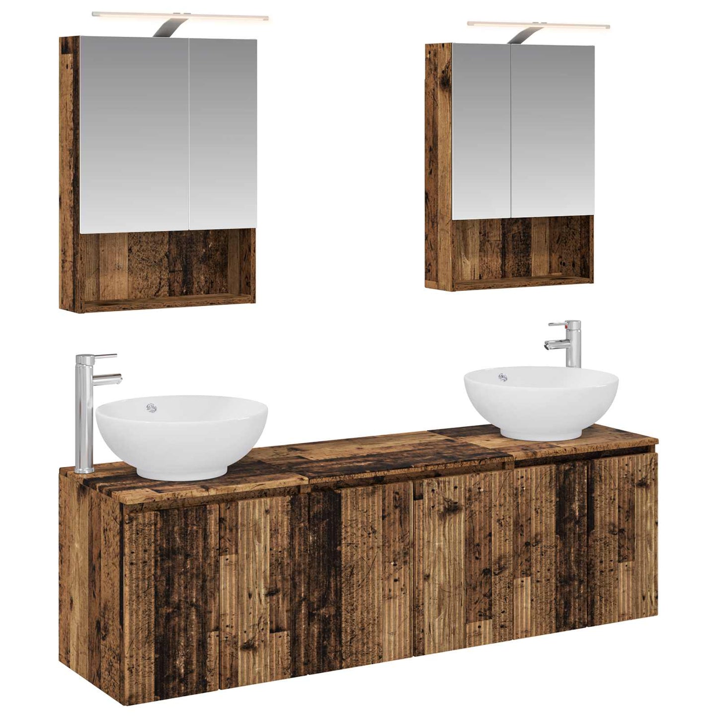 Bathroom Cabinet Set 5 pcs Old Wood Engineered Wood