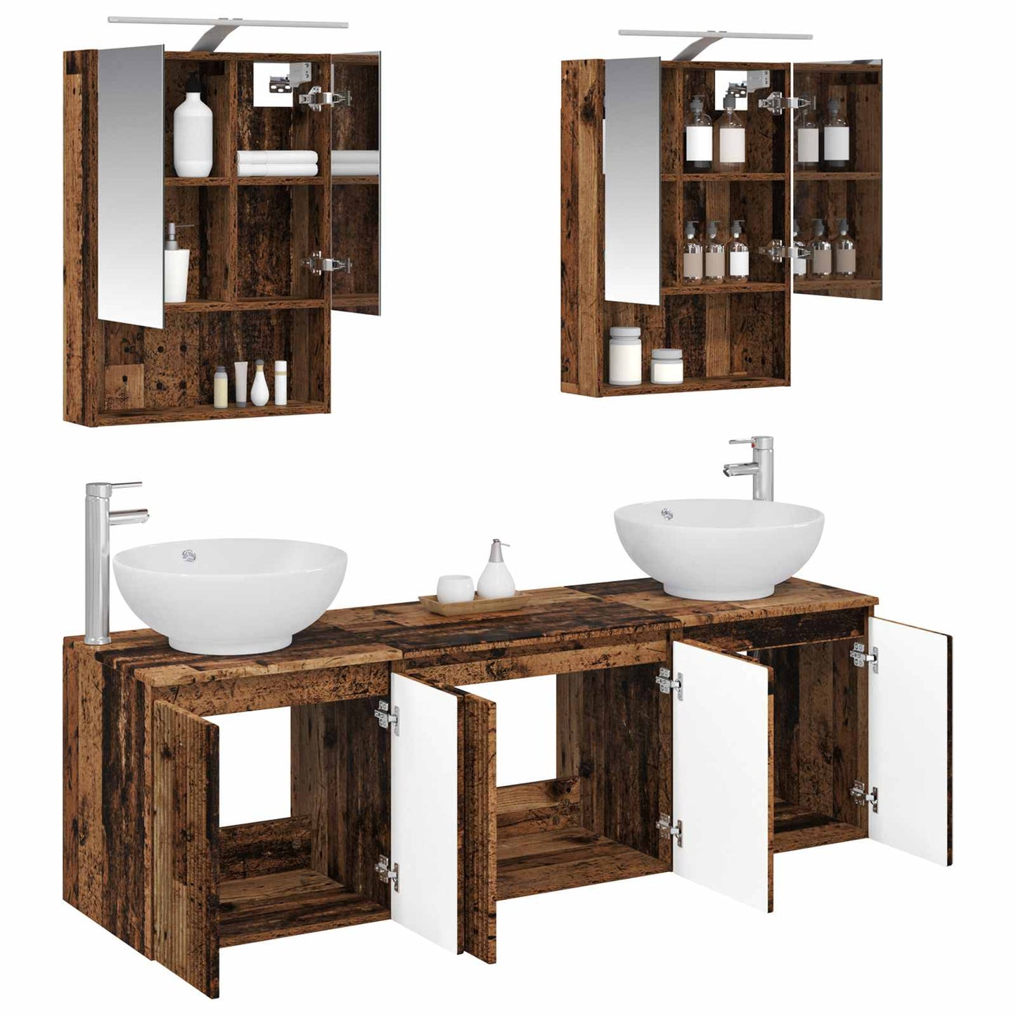 Bathroom Cabinet Set 5 pcs Old Wood Engineered Wood