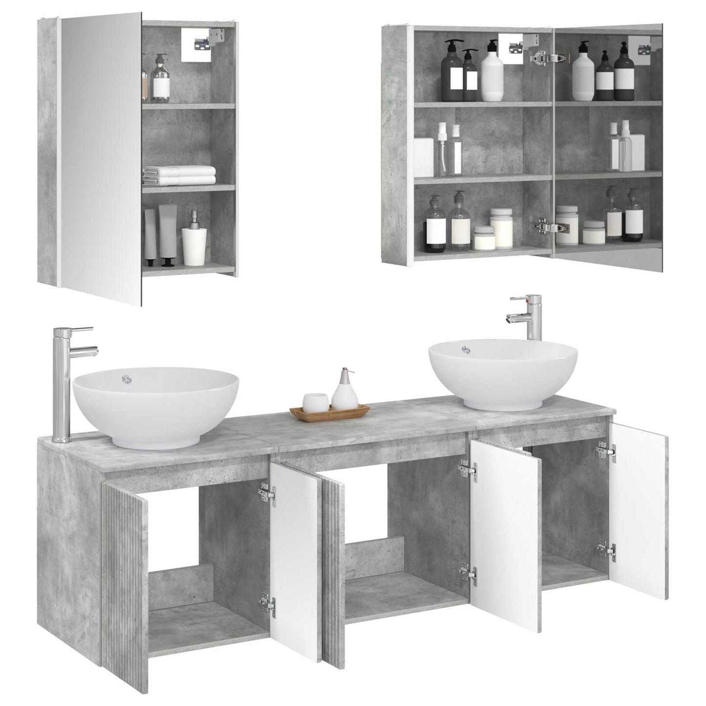 Bathroom Cabinet Set 5 pcs Concrete Grey Engineered Wood