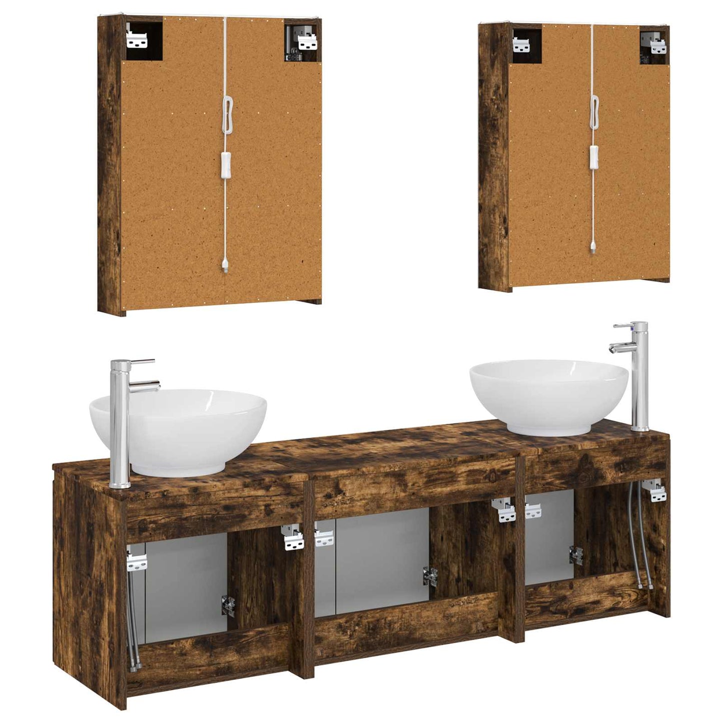 Bathroom Cabinet Set 5 pcs Smoked Oak Engineered Wood