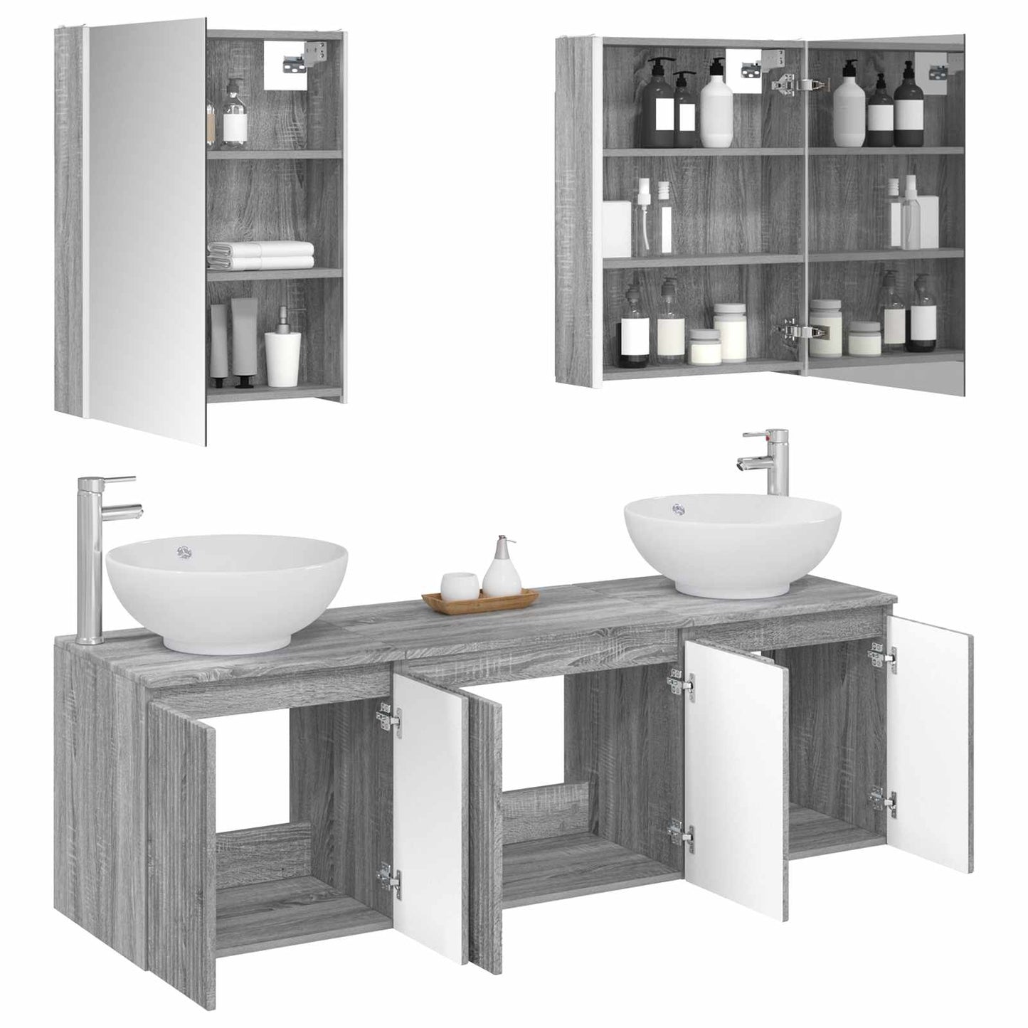 Bathroom Cabinet Set 5 pcs Grey Sonoma Engineered Wood