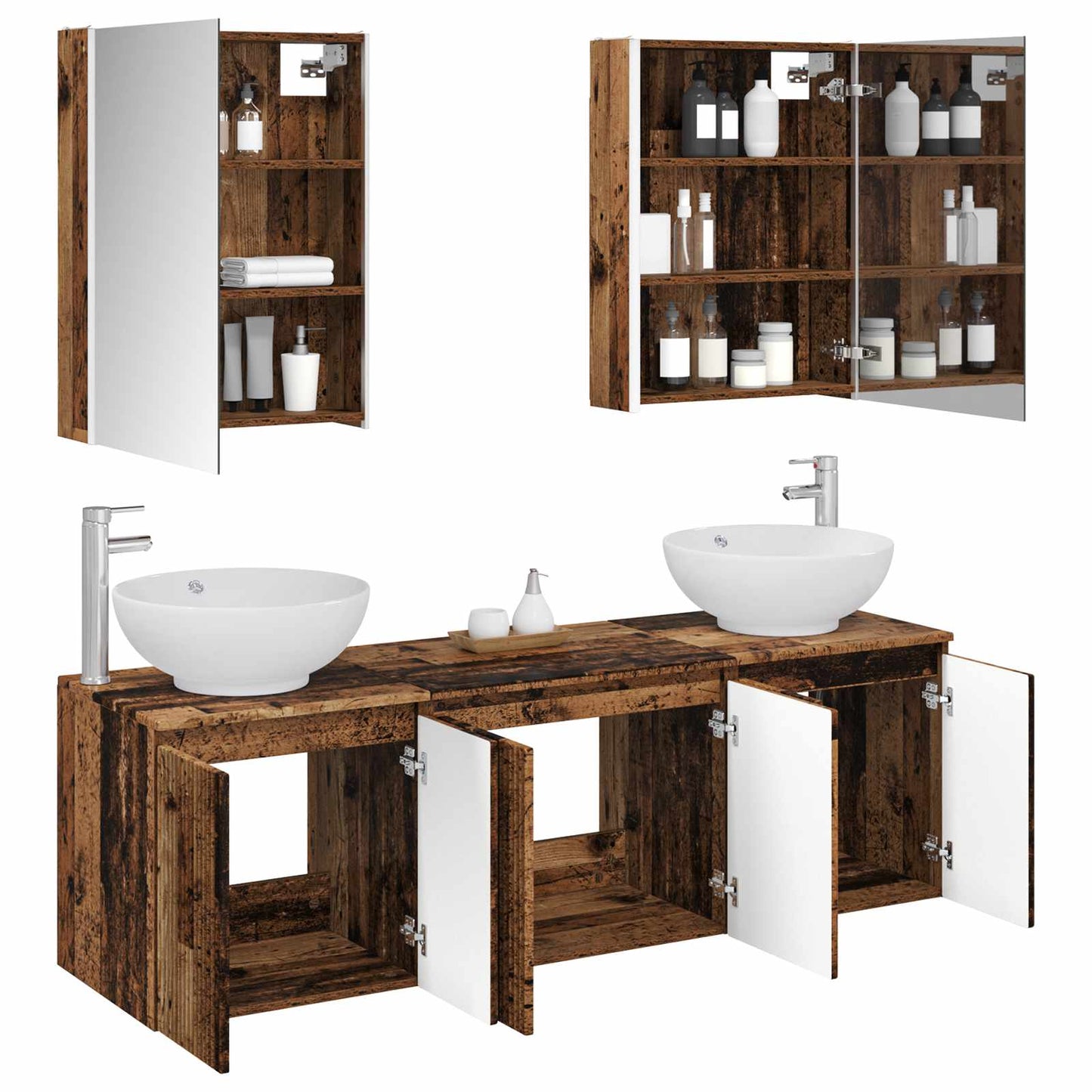 Bathroom Cabinet Set 5 pcs Old Wood Engineered Wood