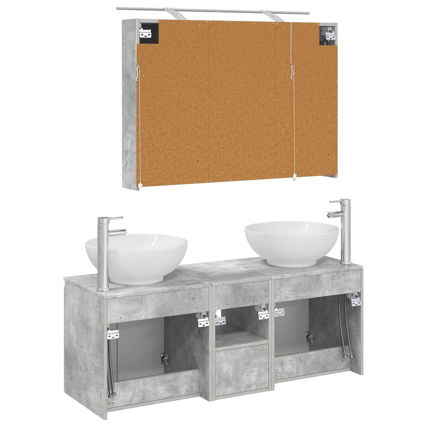Bathroom Cabinet Set 4 pcs Concrete Grey Engineered Wood