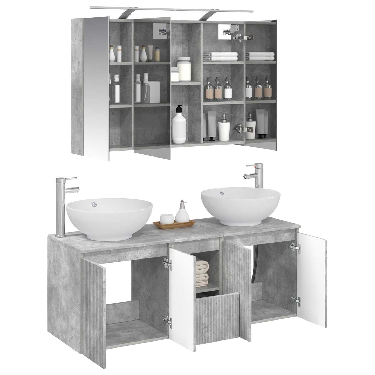 Bathroom Cabinet Set 4 pcs Concrete Grey Engineered Wood