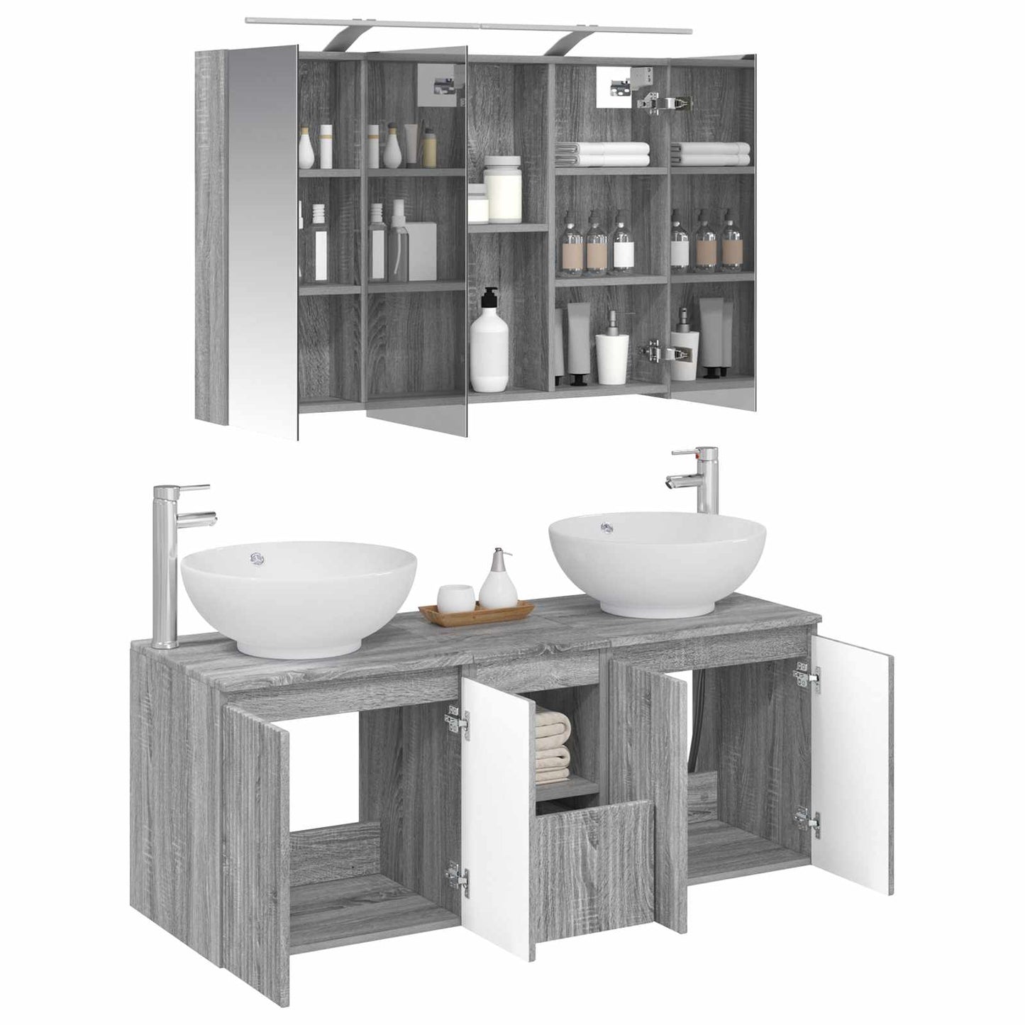 Bathroom Cabinet Set 4 pcs Grey Sonoma Engineered Wood