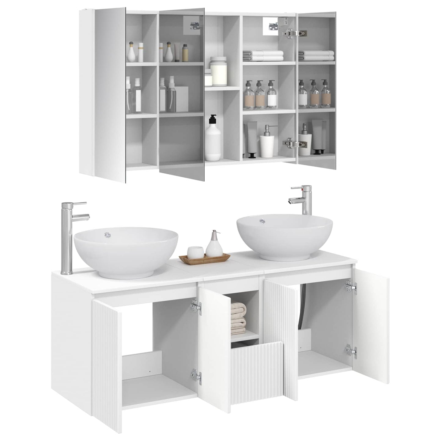 Bathroom Cabinet Set 4 pcs White Engineered Wood