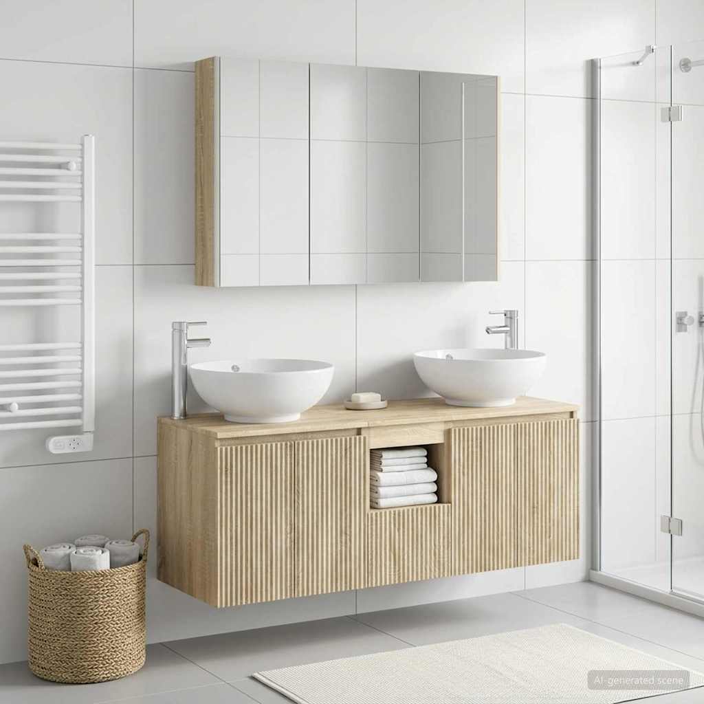 Bathroom Cabinet Set 4 pcs Sonoma Oak Engineered Wood
