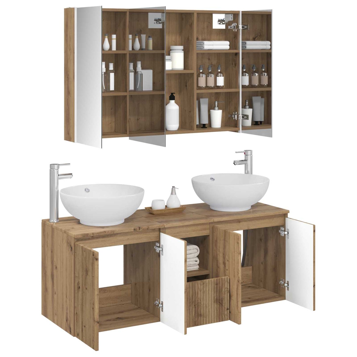 Bathroom Cabinet Set 4 pcs Artisan Oak Engineered Wood