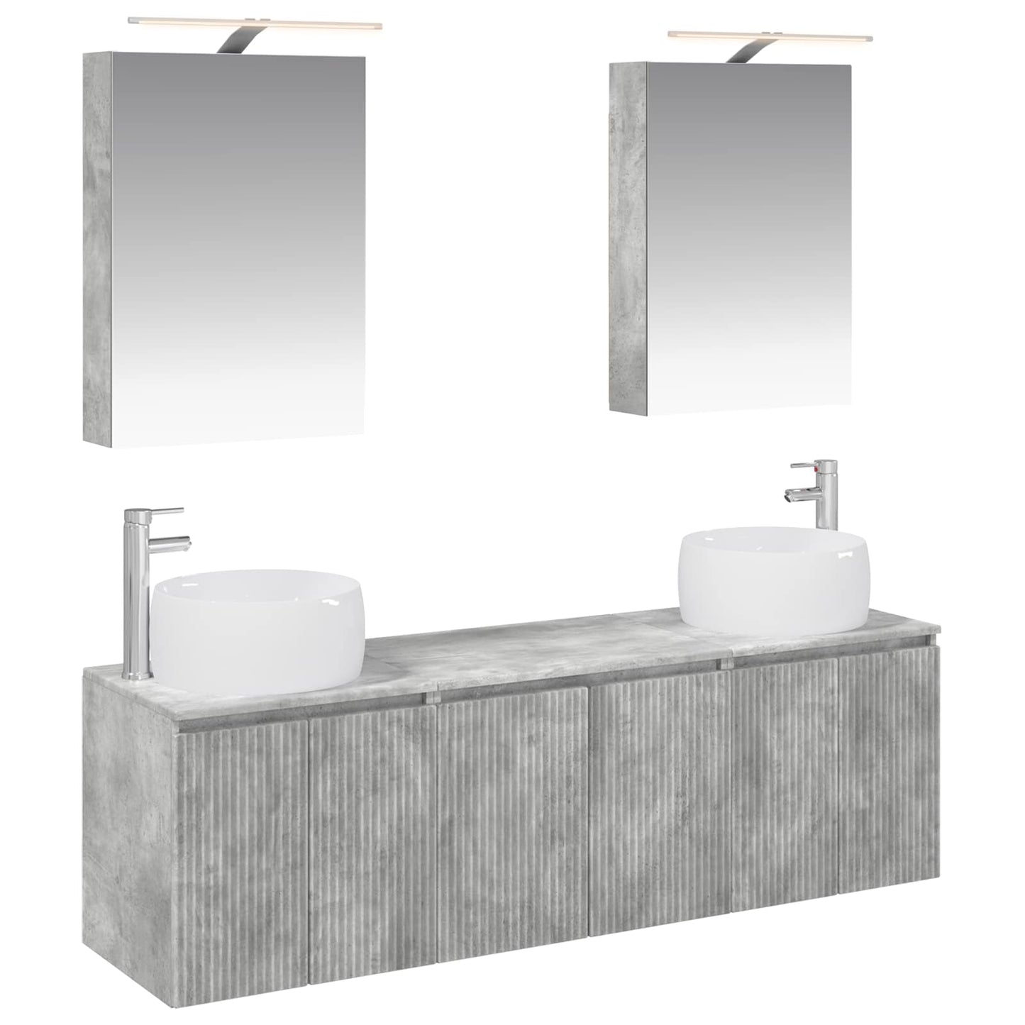 Bathroom Cabinet Set 5 pcs Concrete Grey Engineered Wood