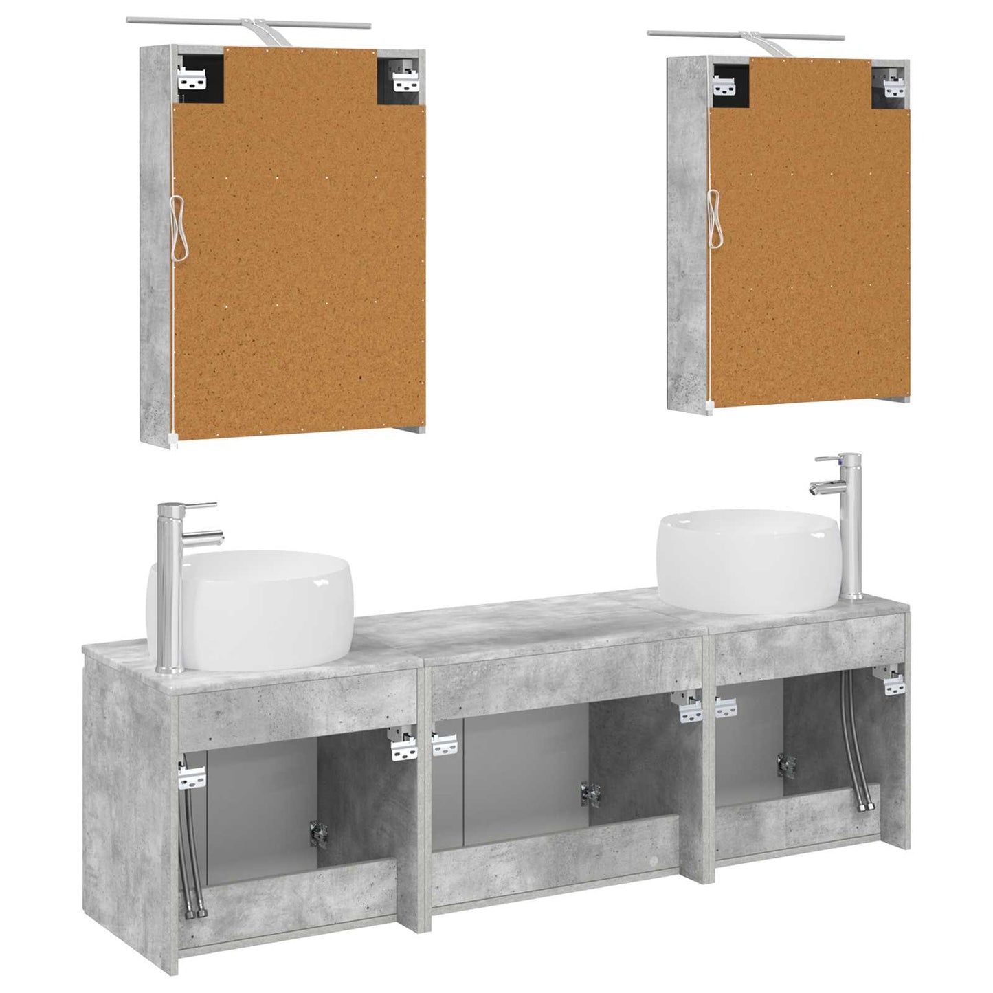 Bathroom Cabinet Set 5 pcs Concrete Grey Engineered Wood