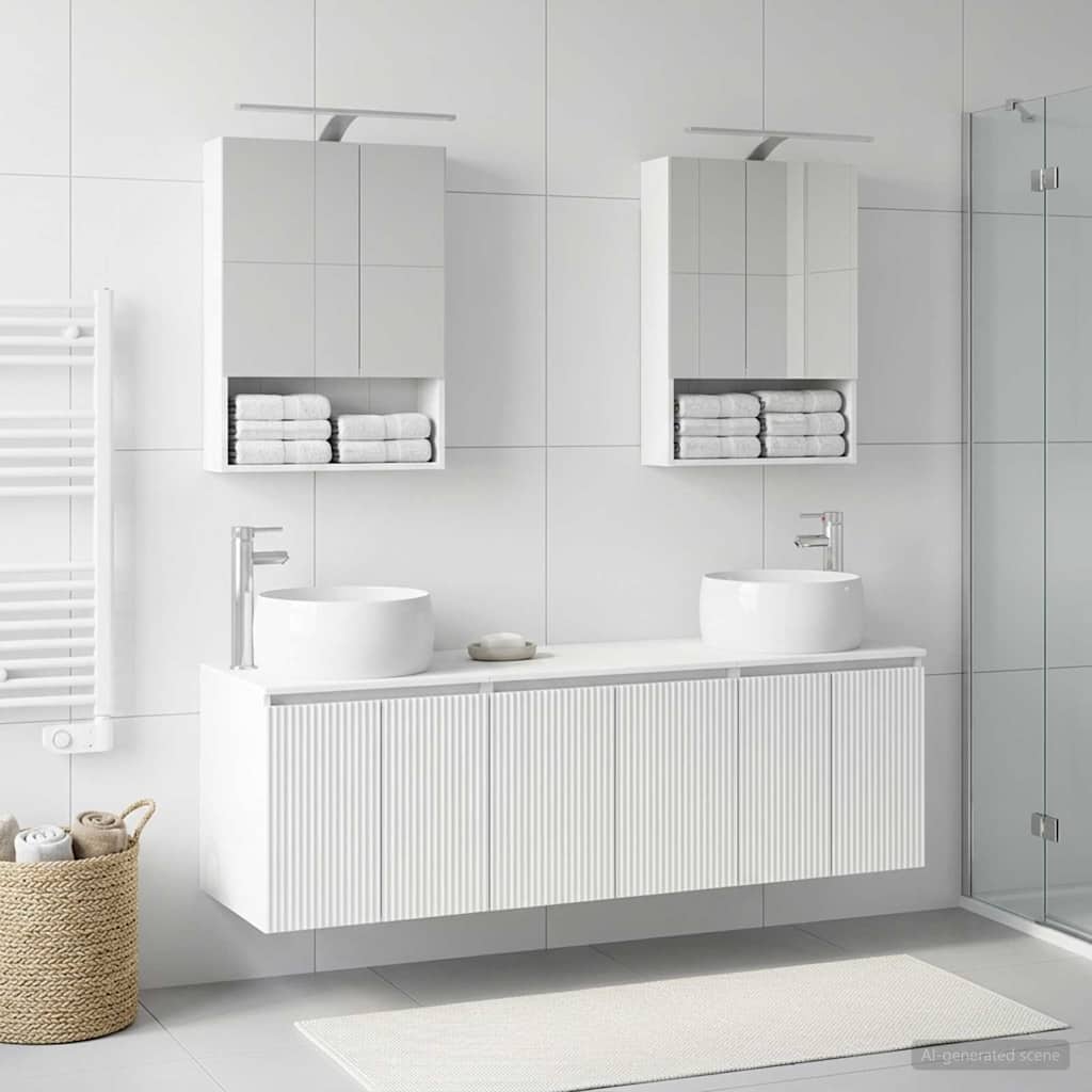 Bathroom Cabinet Set 5 pcs White Engineered Wood