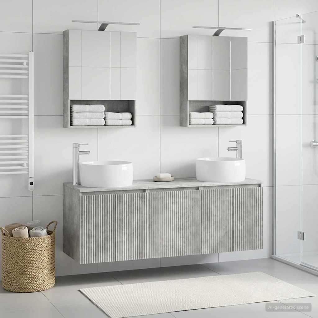 Bathroom Cabinet Set 5 pcs Concrete Grey Engineered Wood