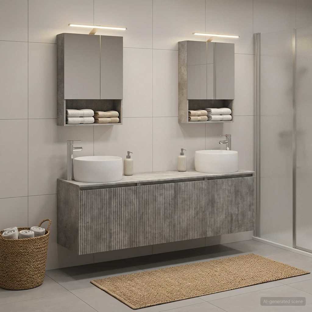 Bathroom Cabinet Set 5 pcs Concrete Grey Engineered Wood