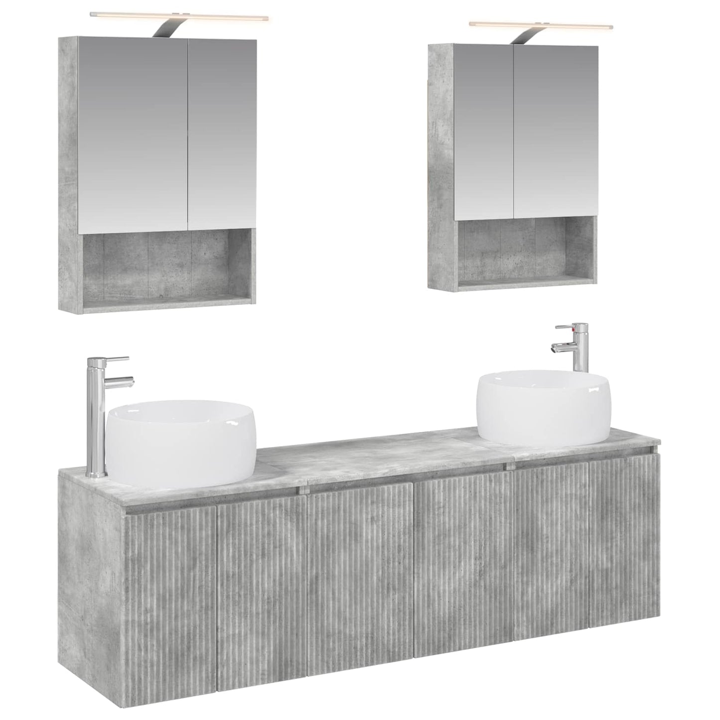 Bathroom Cabinet Set 5 pcs Concrete Grey Engineered Wood