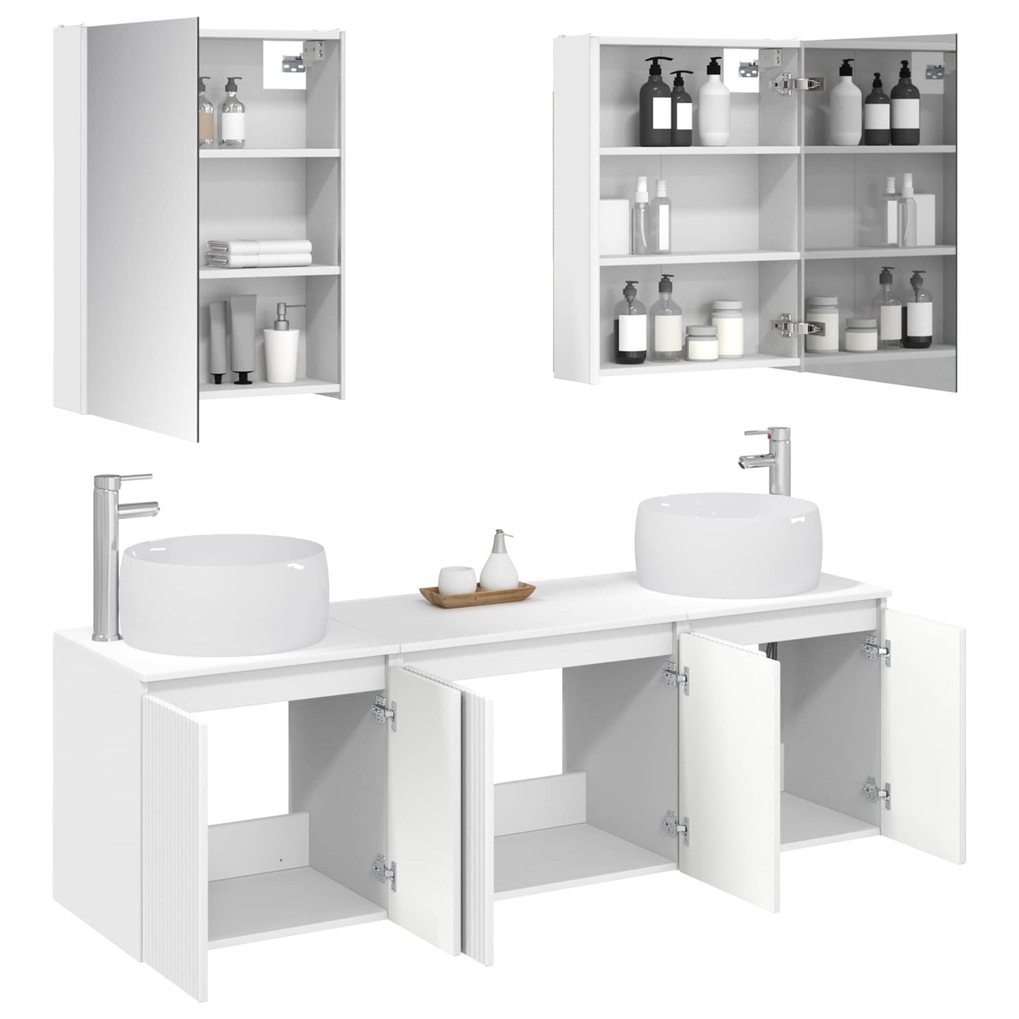 Bathroom Cabinet Set 5 pcs White Engineered Wood