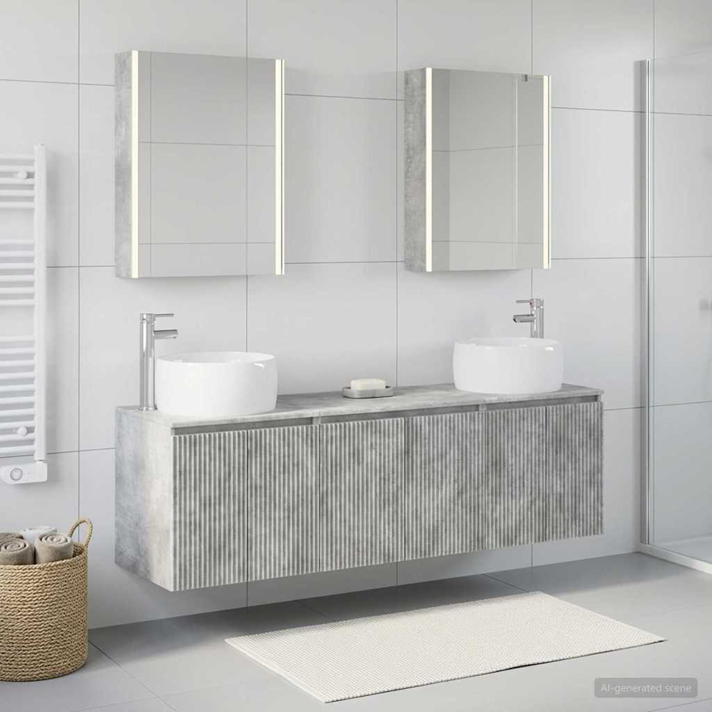 Bathroom Cabinet Set 5 pcs Concrete Grey Engineered Wood