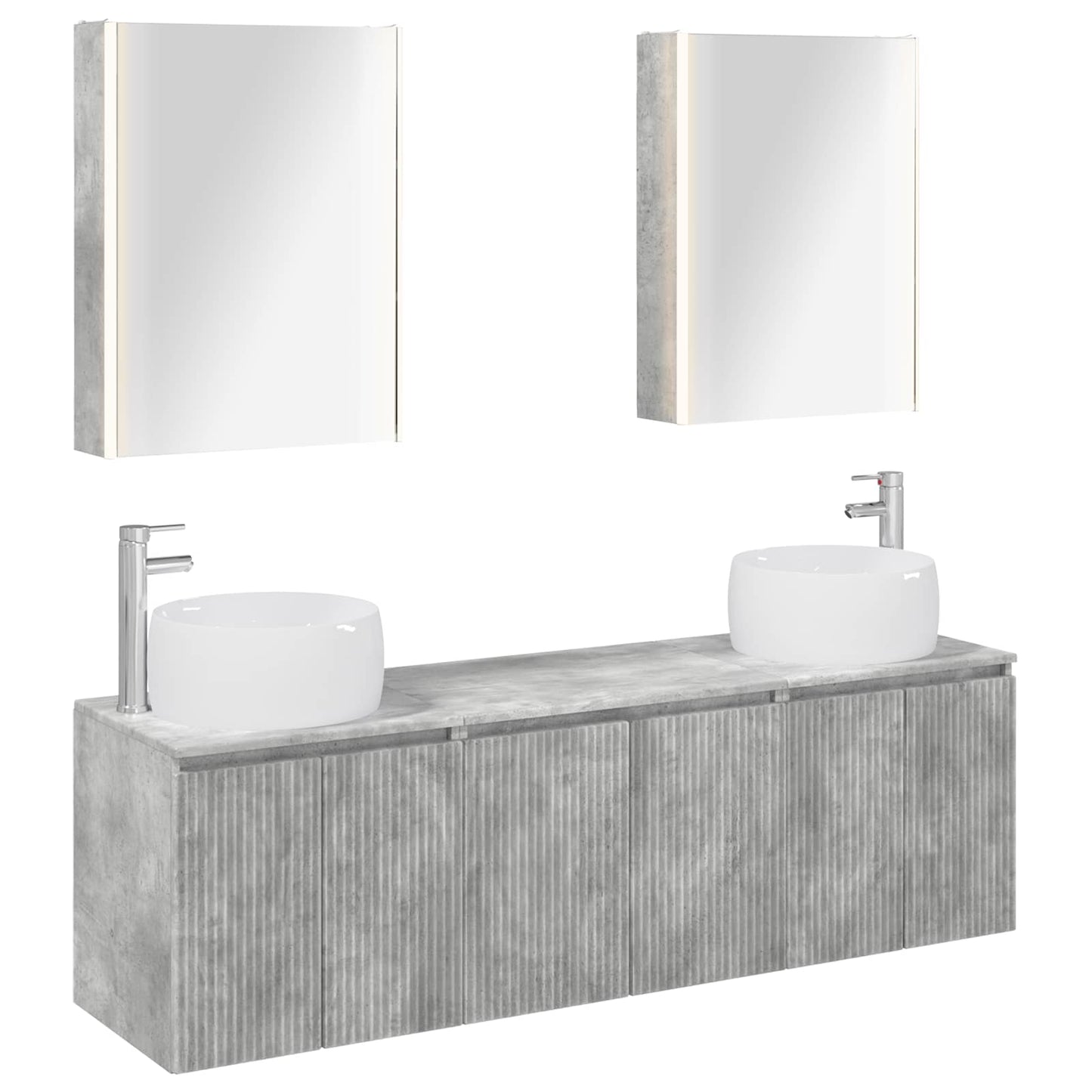 Bathroom Cabinet Set 5 pcs Concrete Grey Engineered Wood
