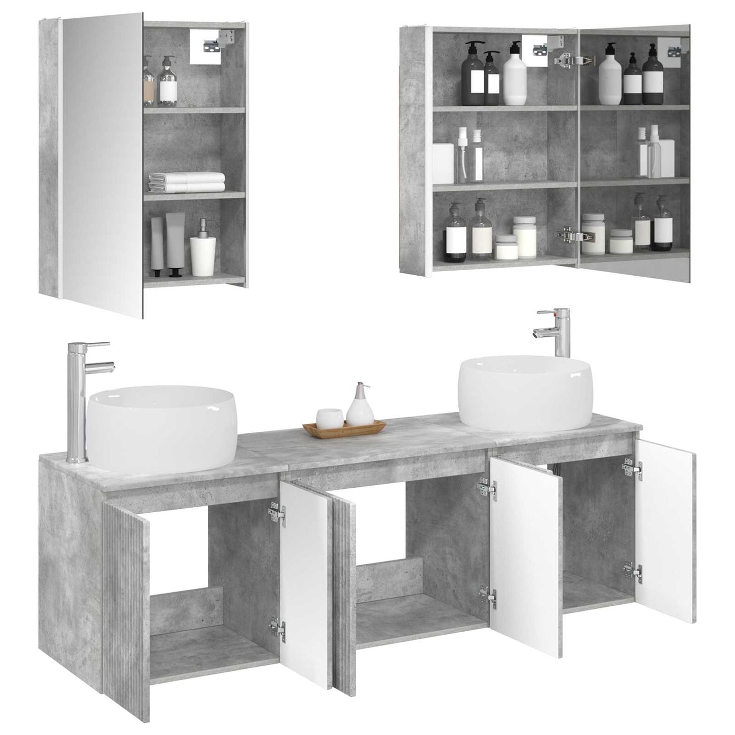Bathroom Cabinet Set 5 pcs Concrete Grey Engineered Wood