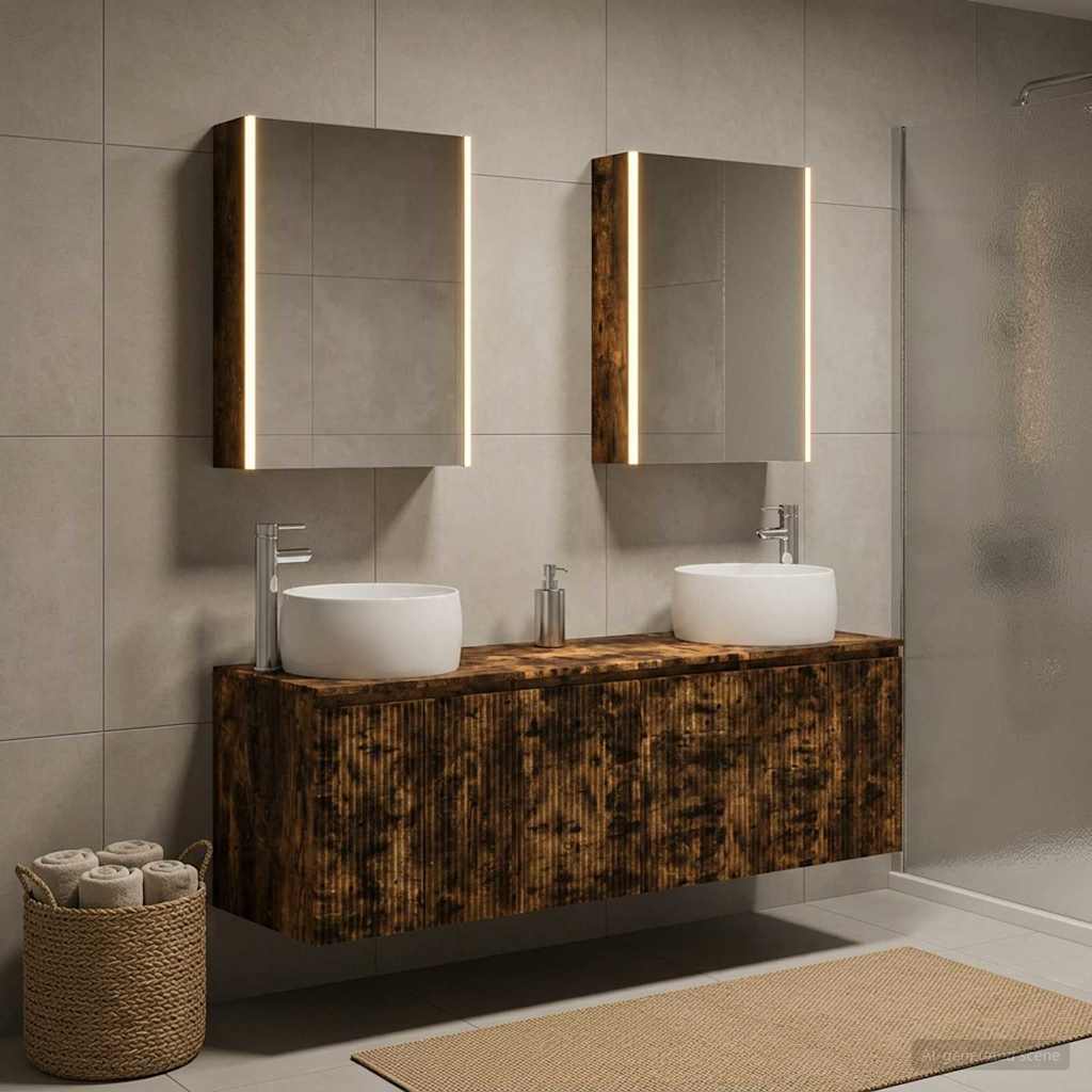 Bathroom Cabinet Set 5 pcs Smoked Oak Engineered Wood