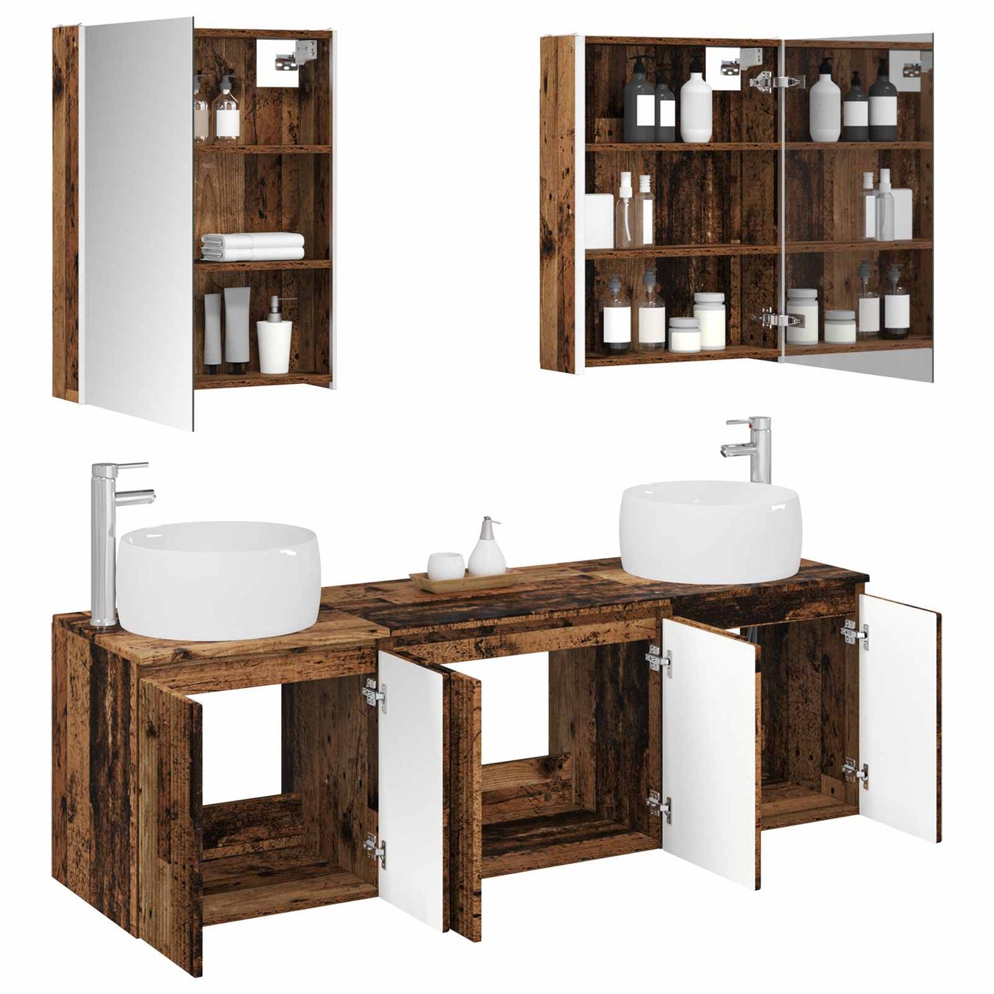 Bathroom Cabinet Set 5 pcs Old Wood Engineered Wood