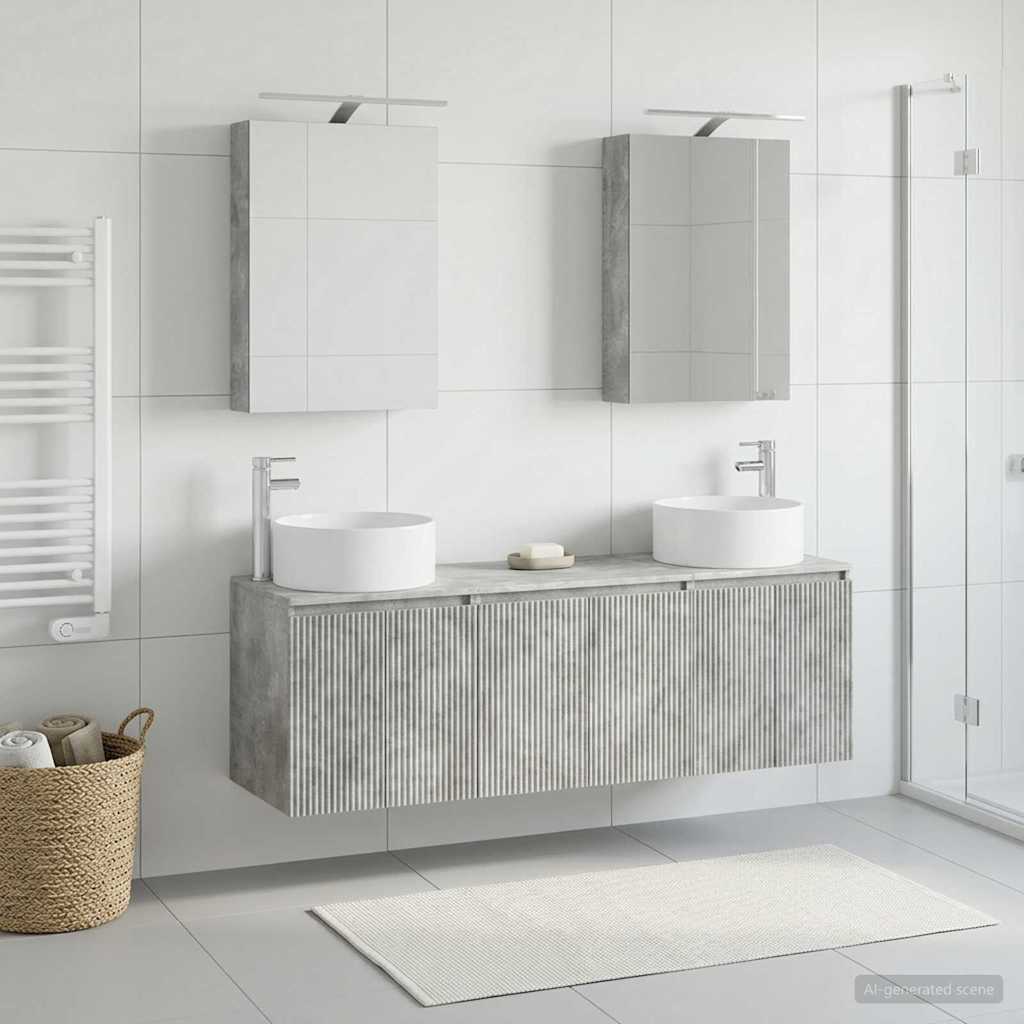 Bathroom Cabinet Set 5 pcs Concrete Grey Engineered Wood