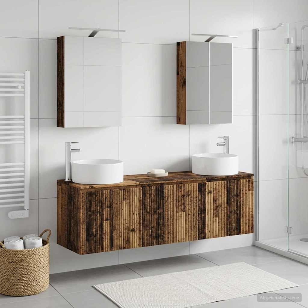 Bathroom Cabinet Set 5 pcs Old Wood Engineered Wood