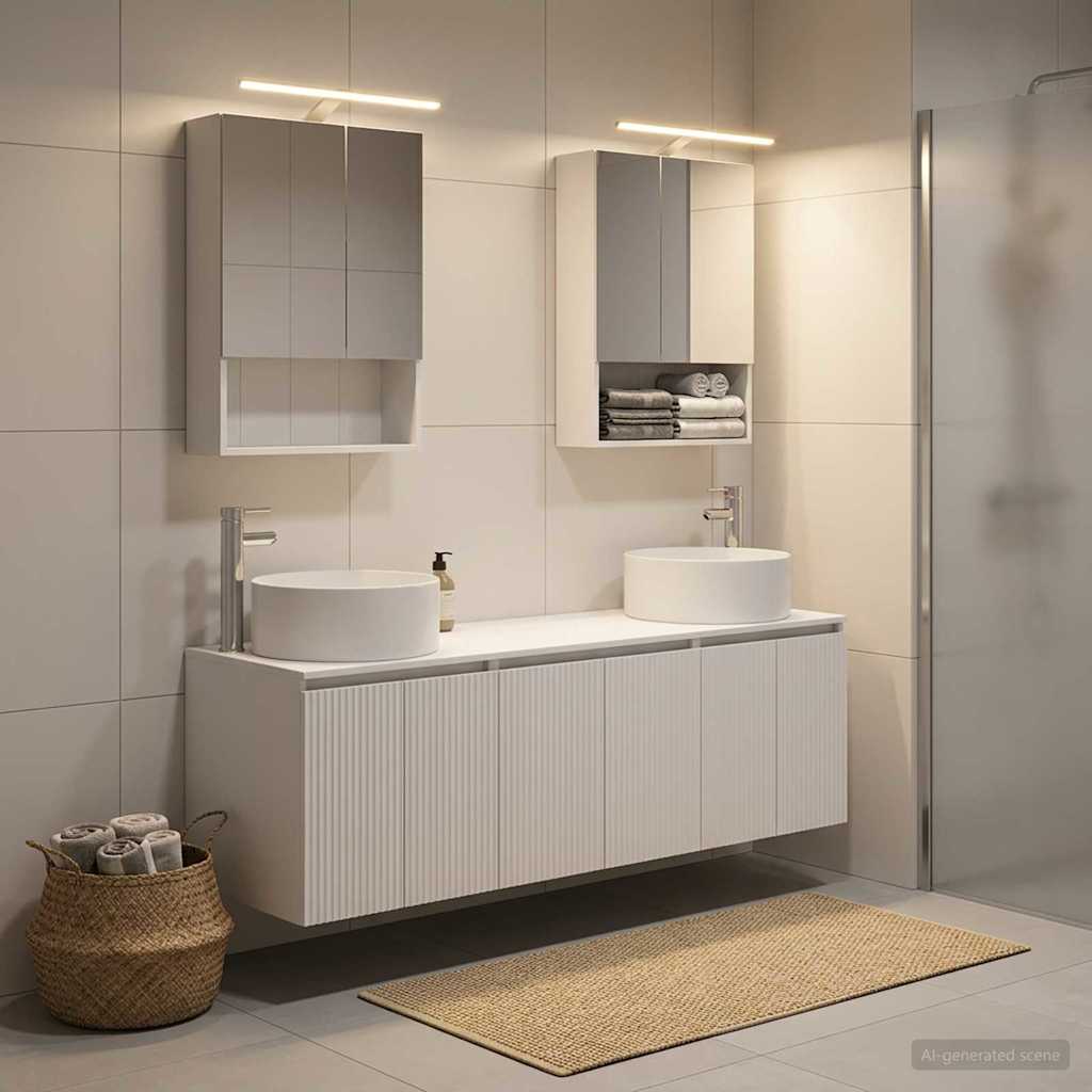 Bathroom Cabinet Set 5 pcs White Engineered Wood