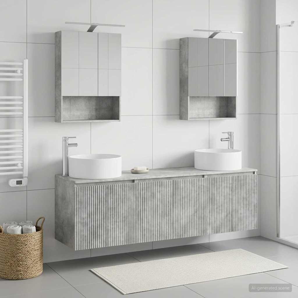Bathroom Cabinet Set 5 pcs Concrete Grey Engineered Wood