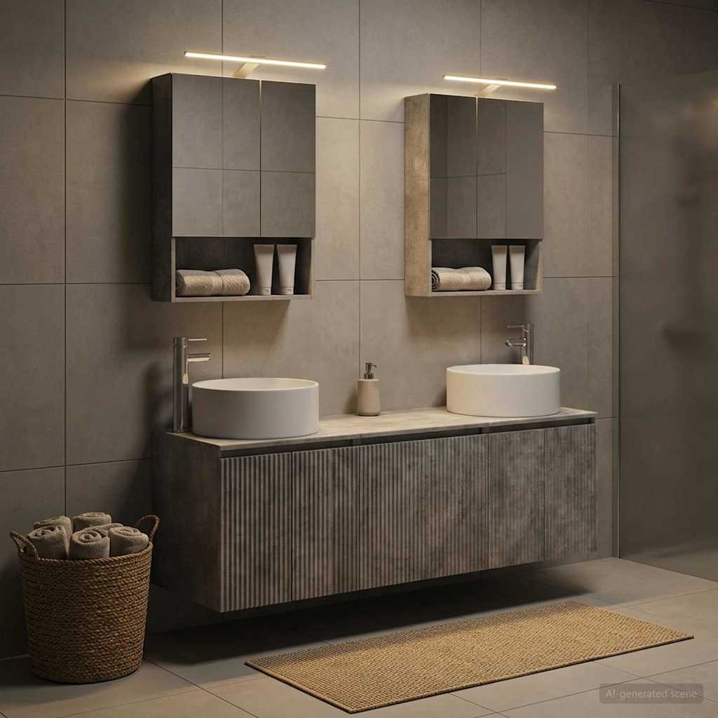 Bathroom Cabinet Set 5 pcs Concrete Grey Engineered Wood