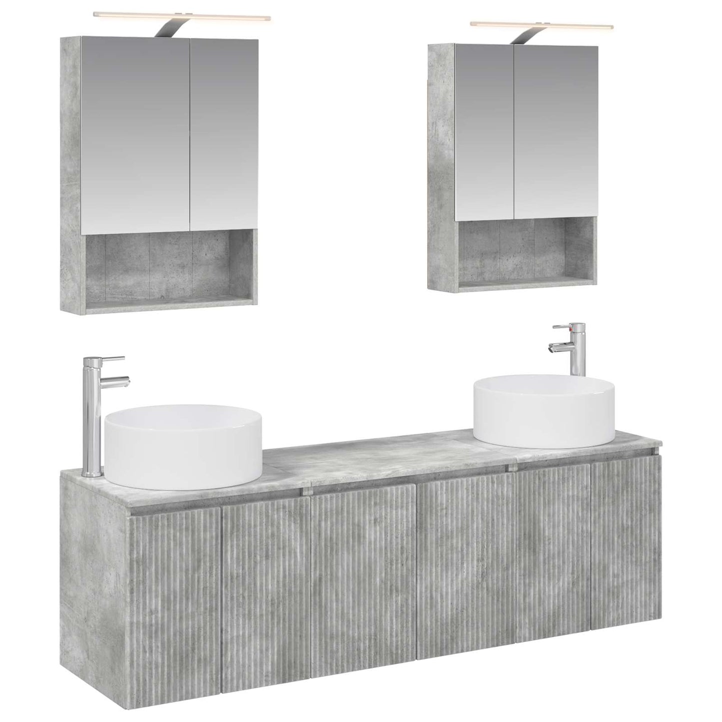 Bathroom Cabinet Set 5 pcs Concrete Grey Engineered Wood